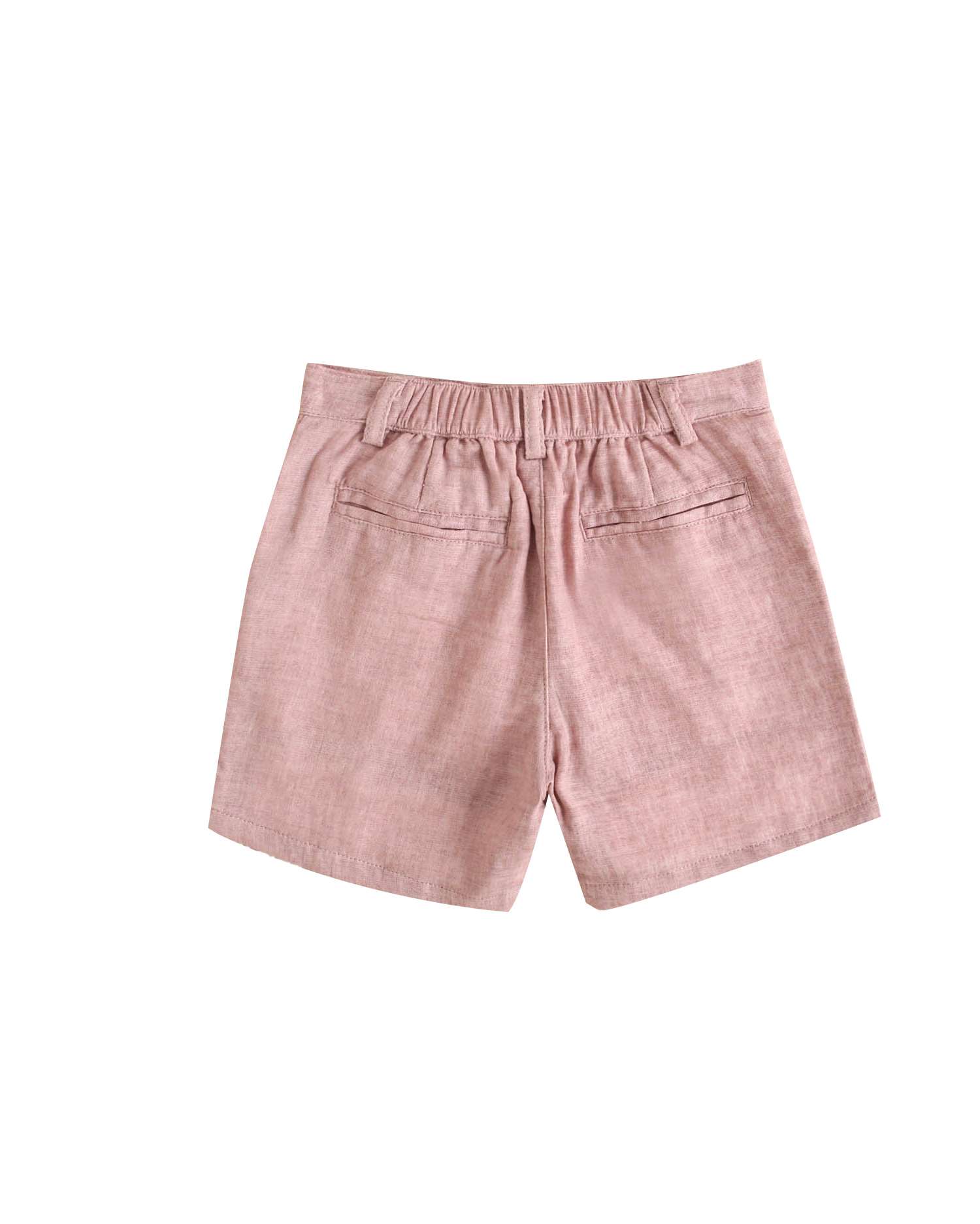 Bermudas Infantil de Algodão Lavado Dadati Rosa-pastel-4