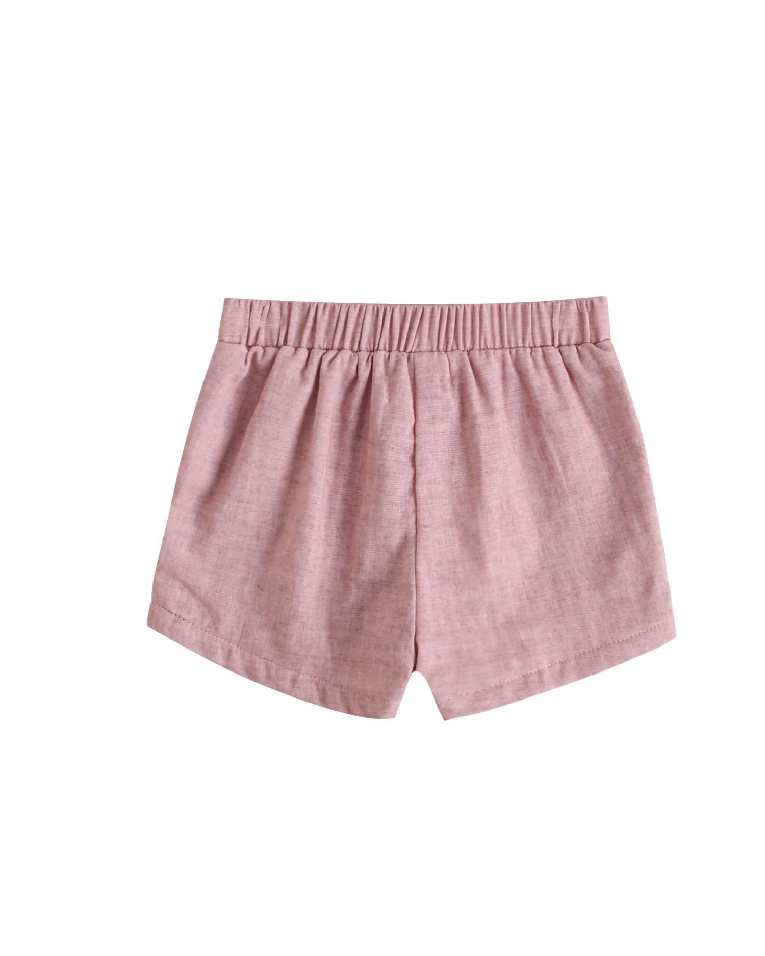 Calções para Bebé de Algodão Jaspeado Rosa-2