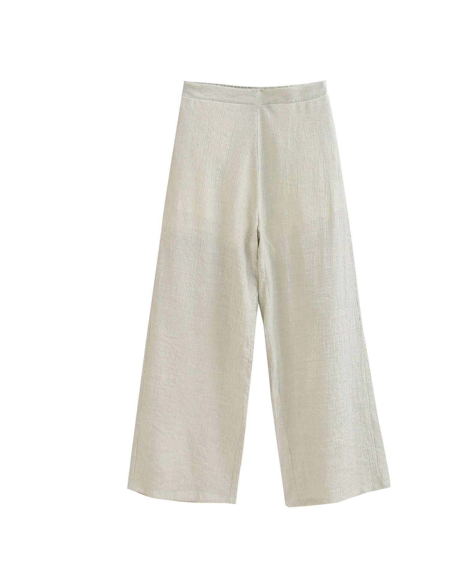 Calças Infantil Pastel Fluídas com Textura Verde-claro-1