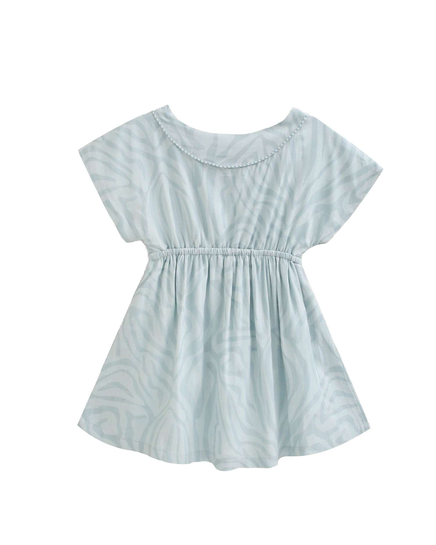 Vestido Infantil com Linhas Fluídas e Cordão de Ajuste Dadati Azul-claro-2