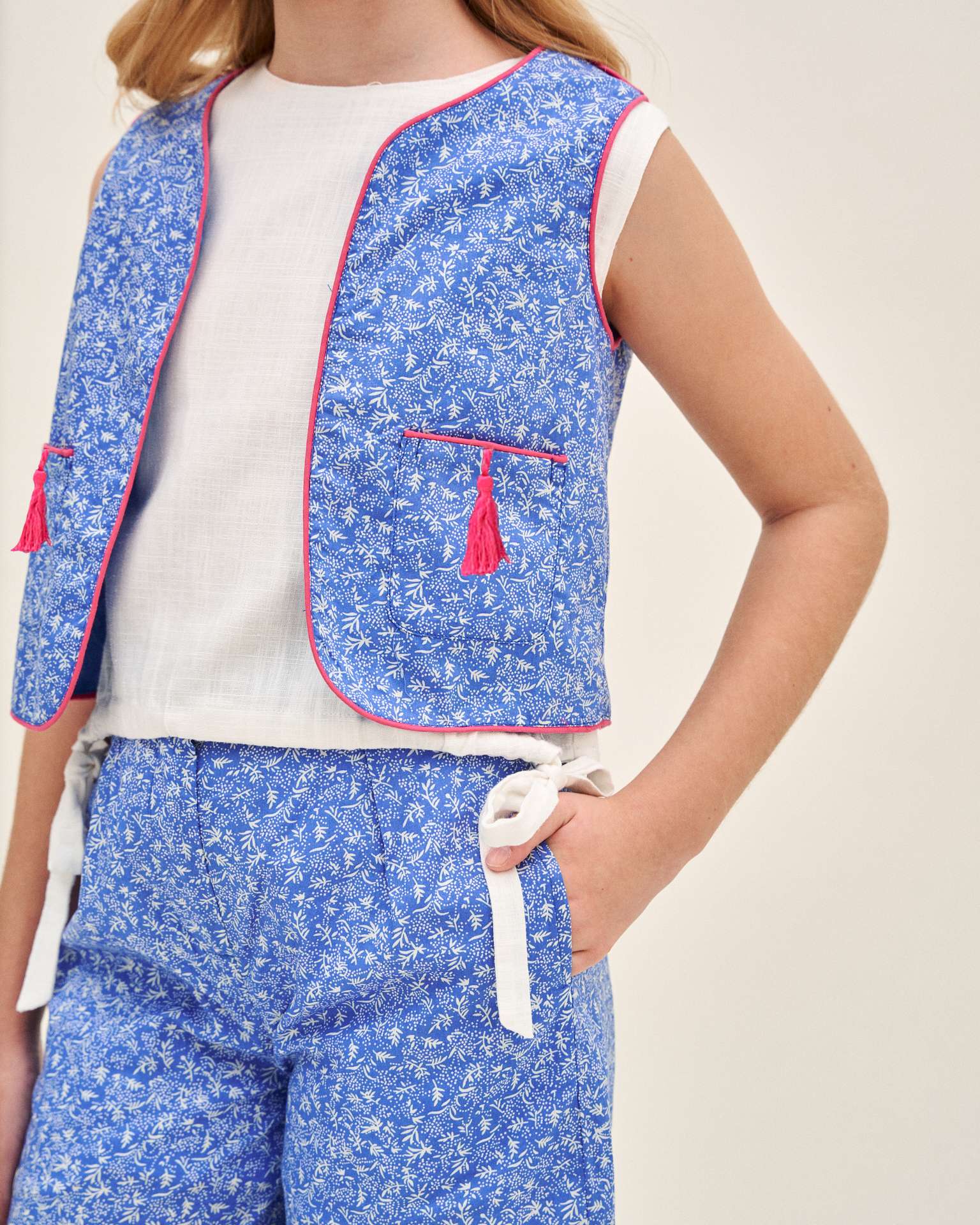 Colete Infantil com Estampado e Debrum Dadati Azul-3