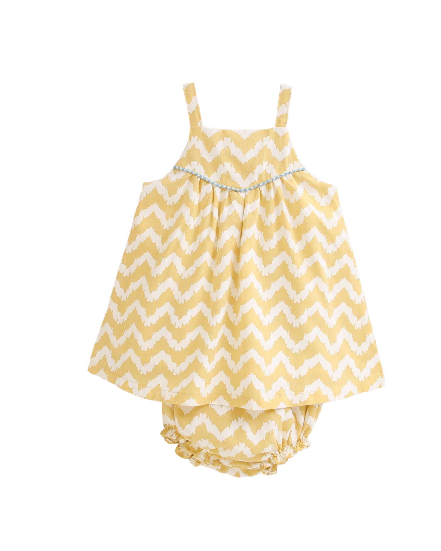 Vestido para Bebé em Zigzag e Gola em Conjunto Dadati Amarelo-1