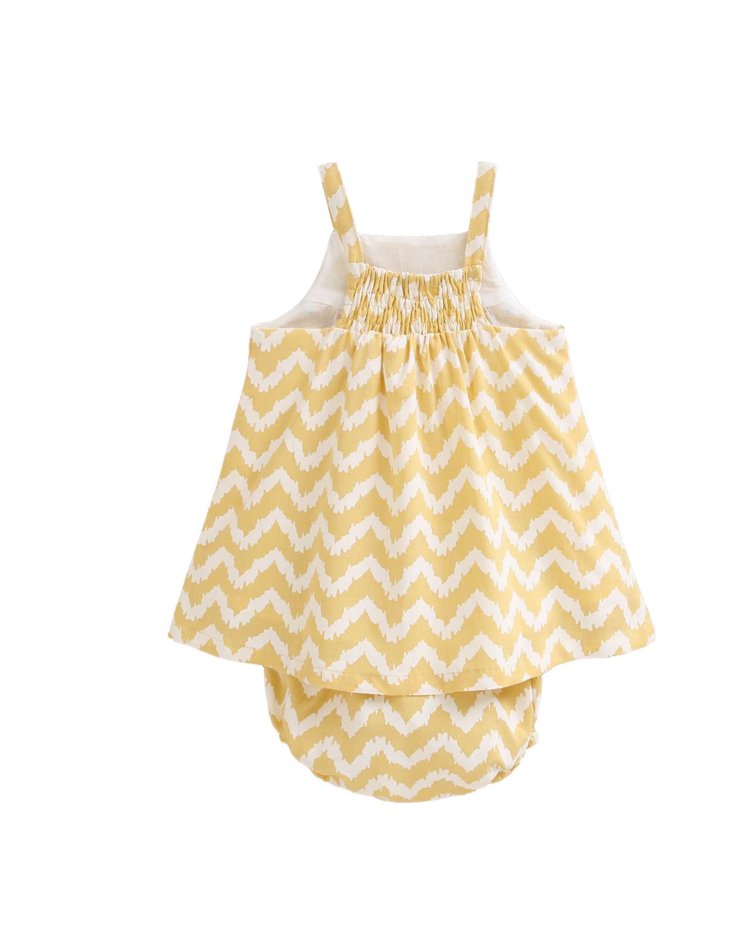 Vestido para Bebé em Zigzag e Gola em Conjunto Dadati Amarelo-2