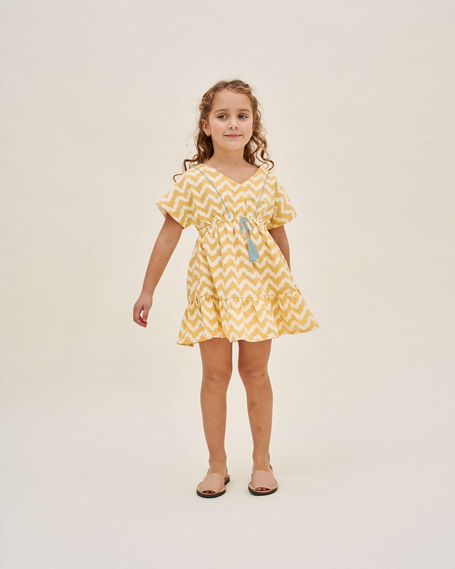 Vestido Infantil Zigzag Mostarda-1