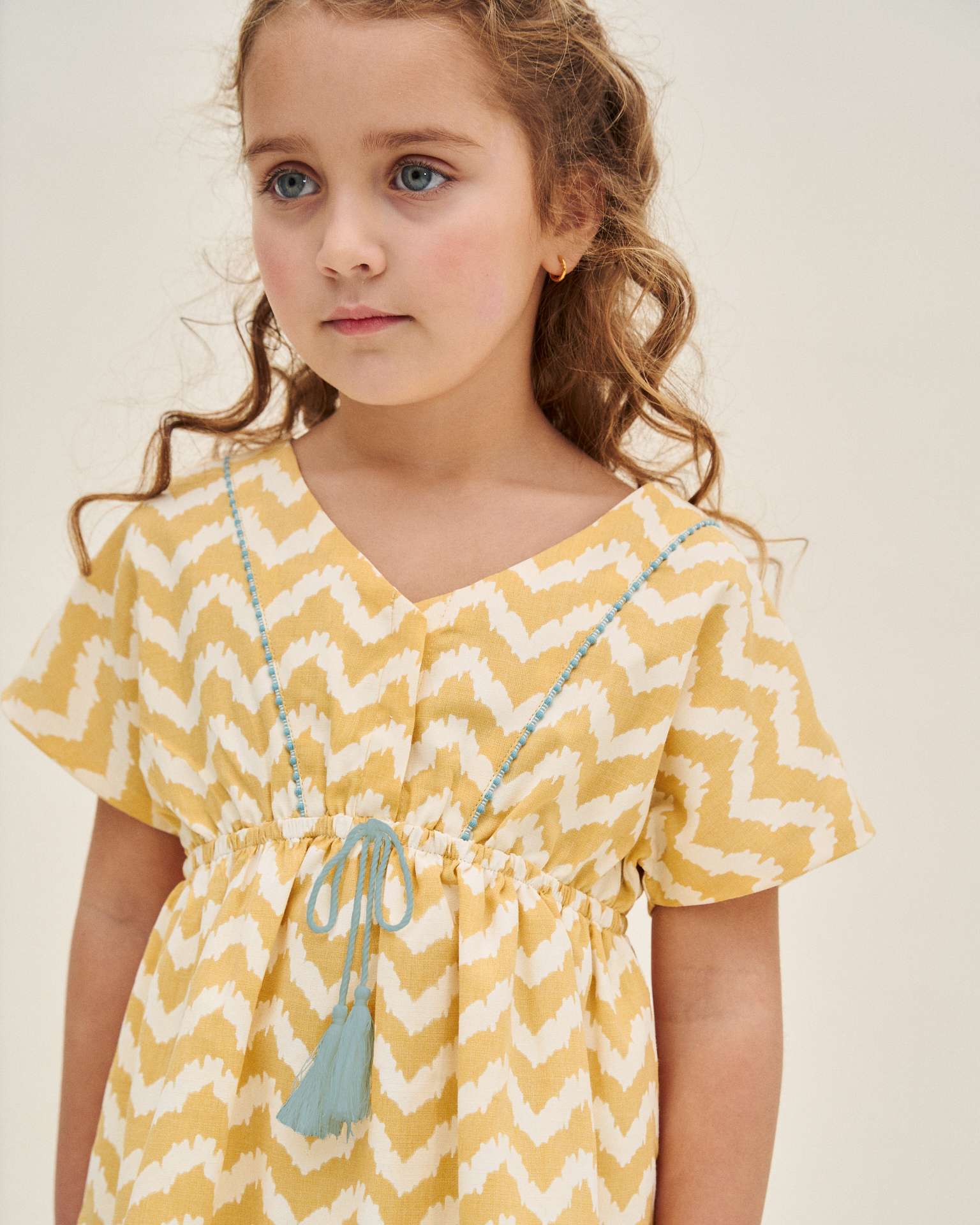 Vestido Infantil Zigzag Mostarda-3