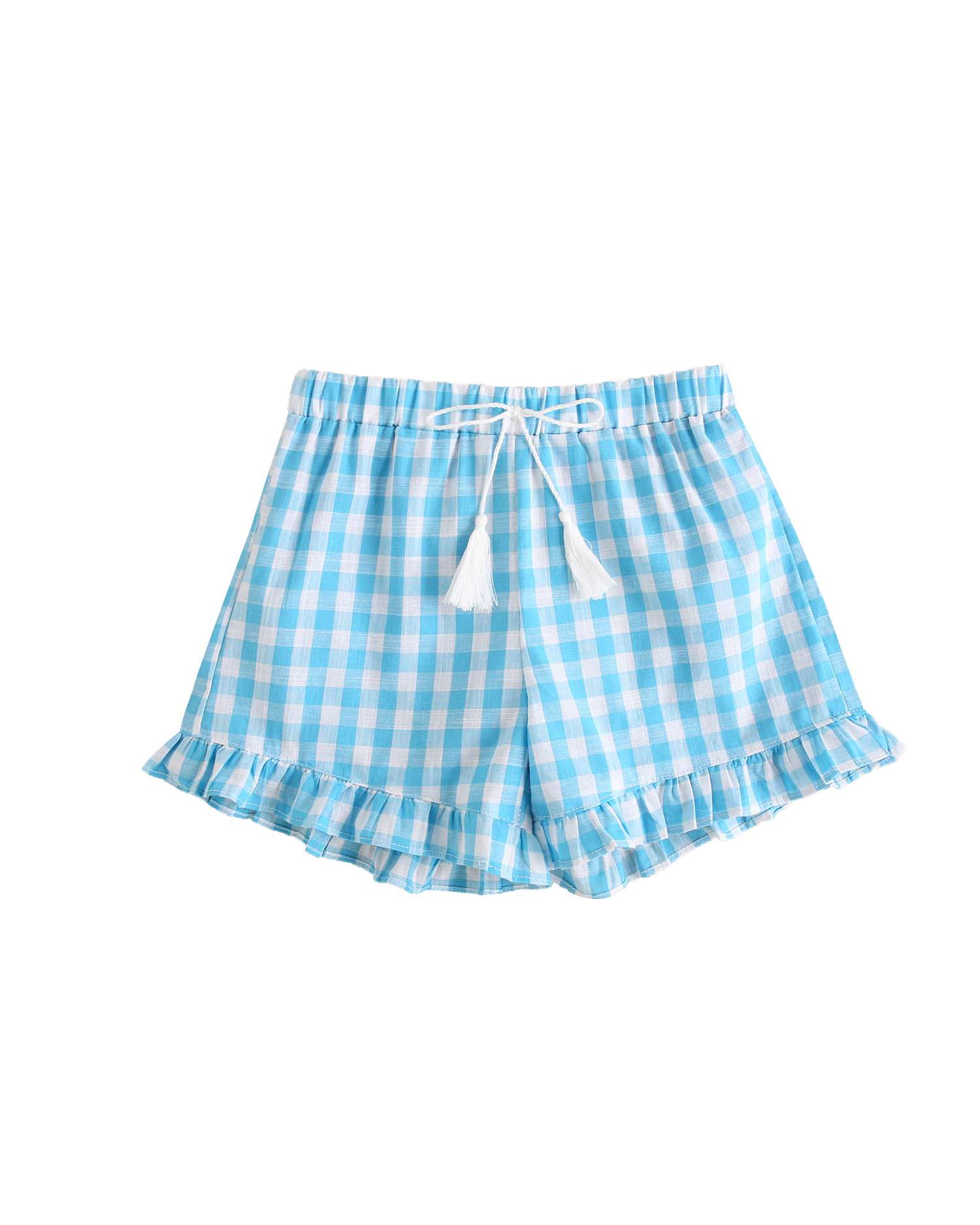 Short Infantil Aos Quadrados Vichy Azul-turquesa-3