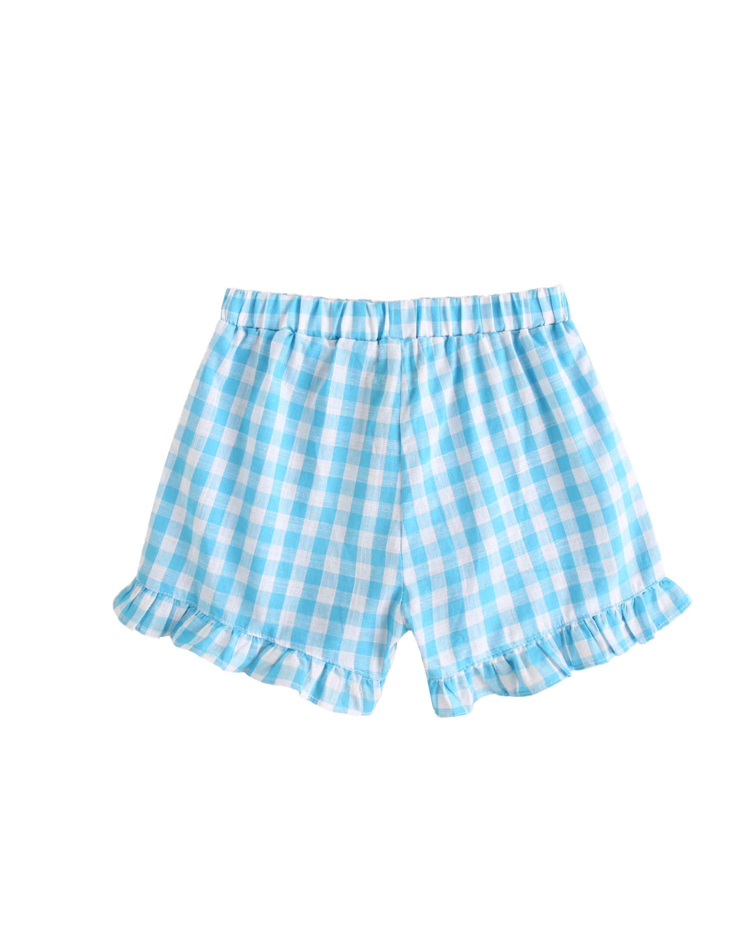 Short Infantil Aos Quadrados Vichy Azul-turquesa-4