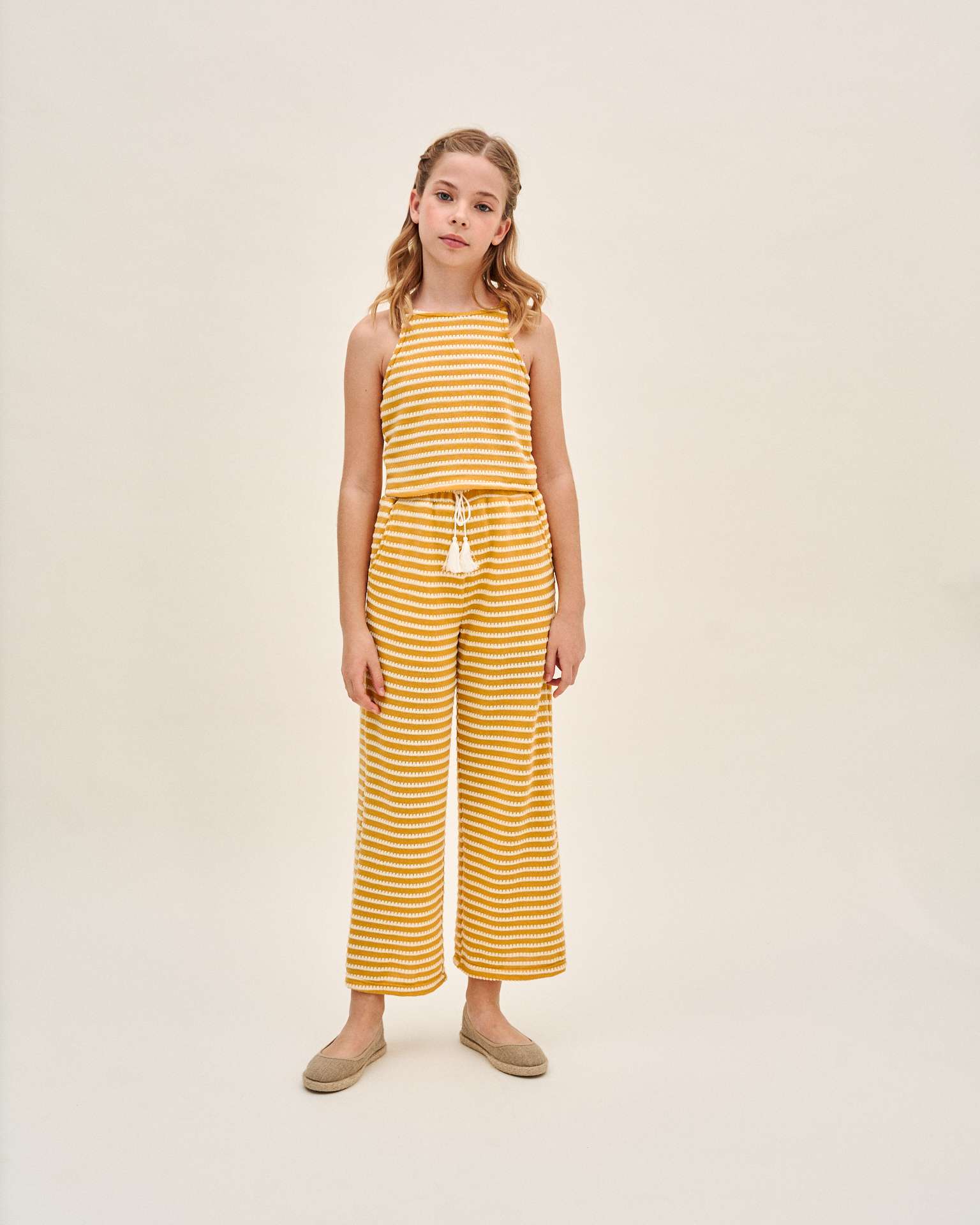 Blusa Infantil Às Riscas Amarelo-1