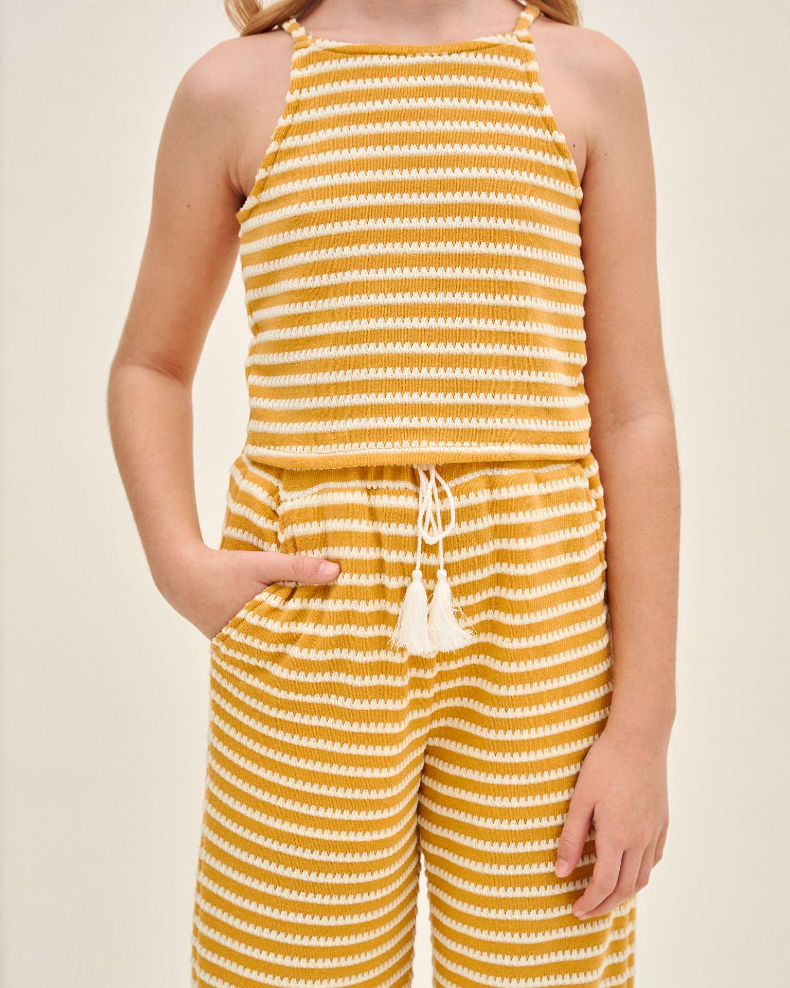 Blusa Infantil Às Riscas Amarelo-3