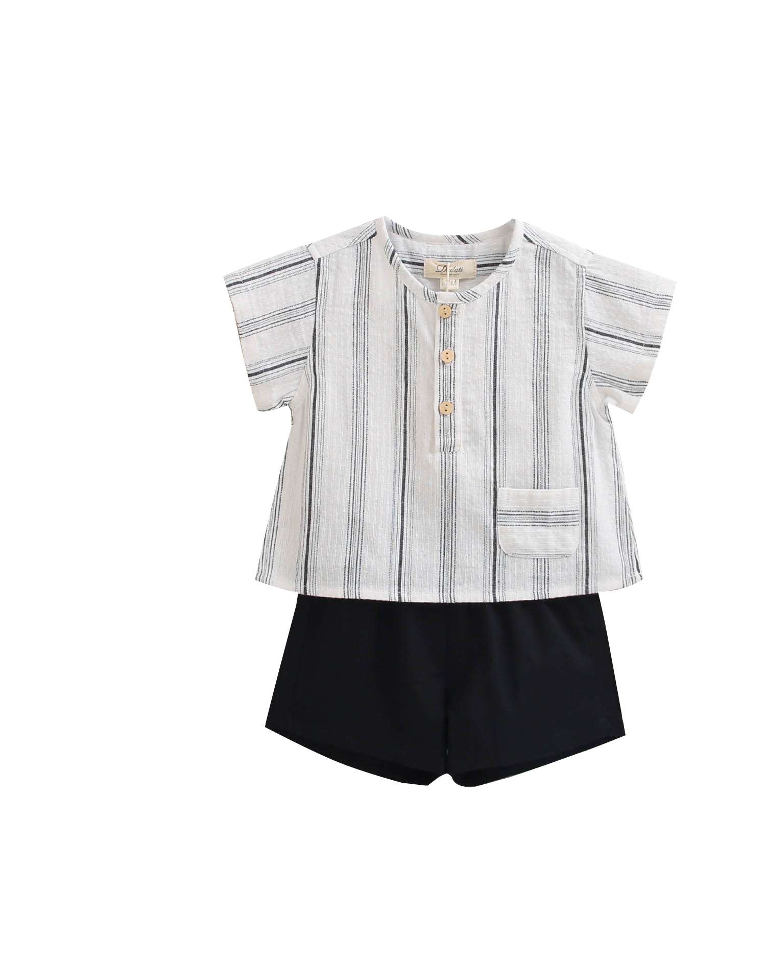 Conjunto para Bebé de Camisa e Calções Preto-1