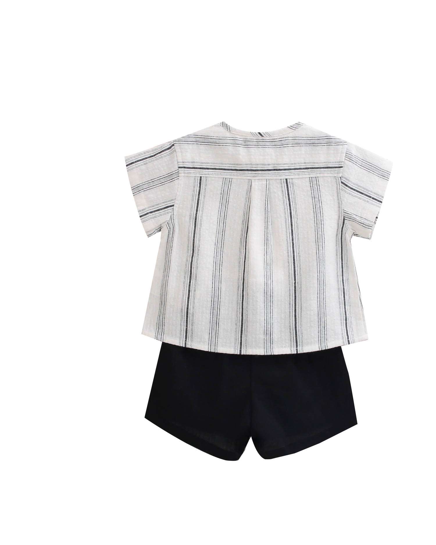 Conjunto para Bebé de Camisa e Calções Preto-2