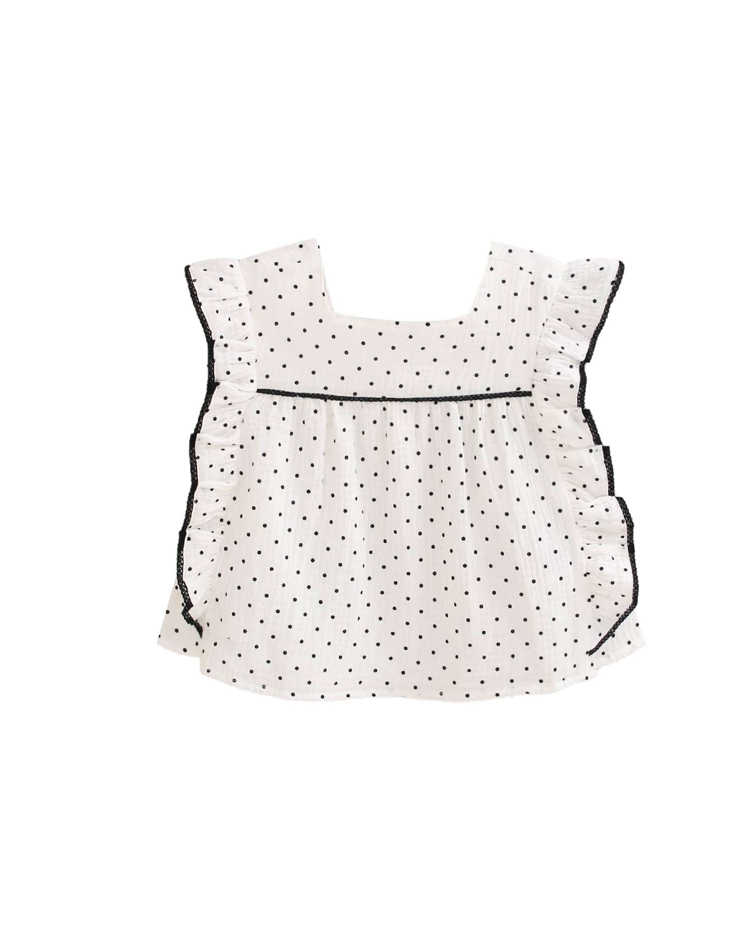 Blusa Infantil com Bolinhas e Contraste Branco-4