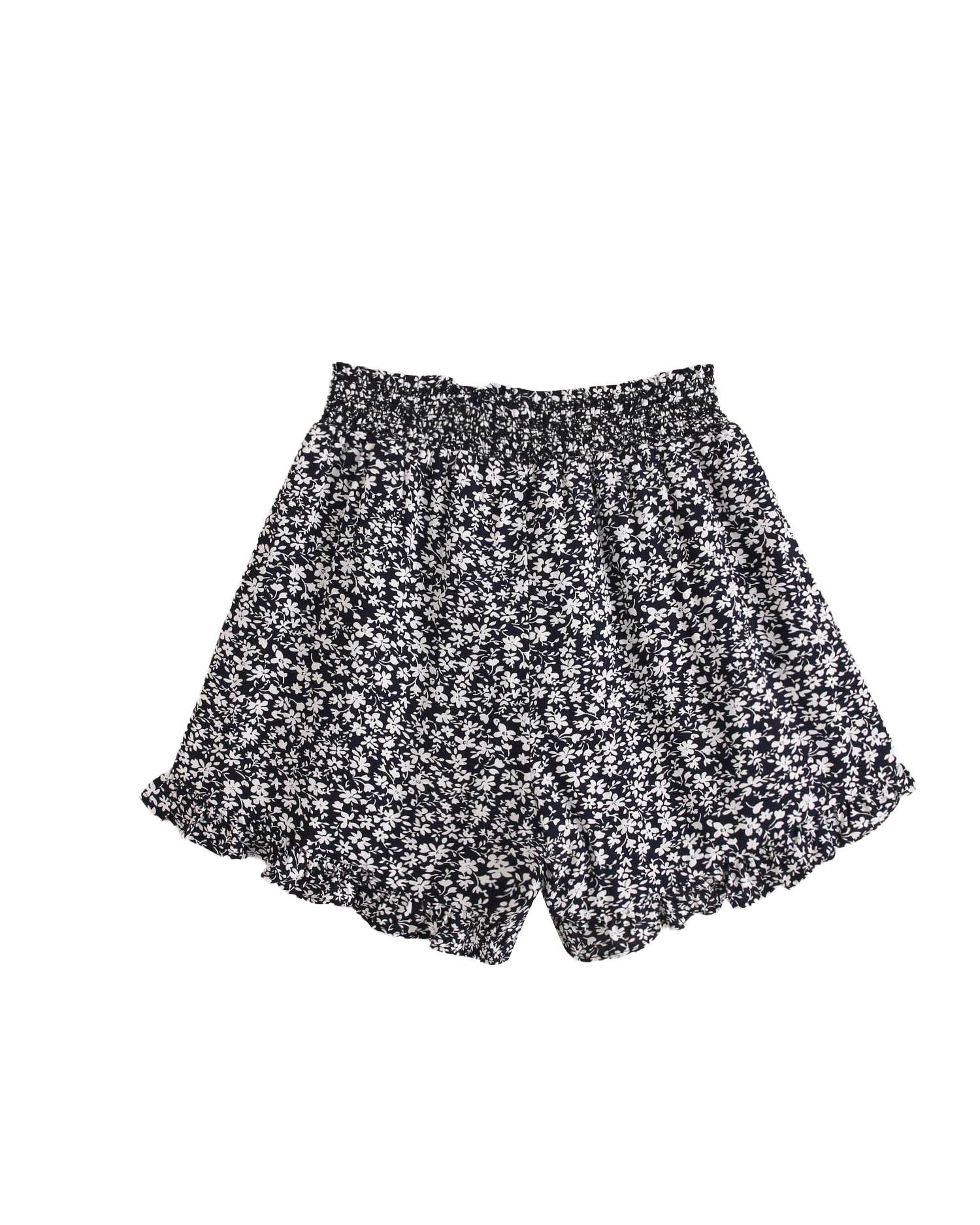 Short Infantil com Estampado de Flores Preto-4