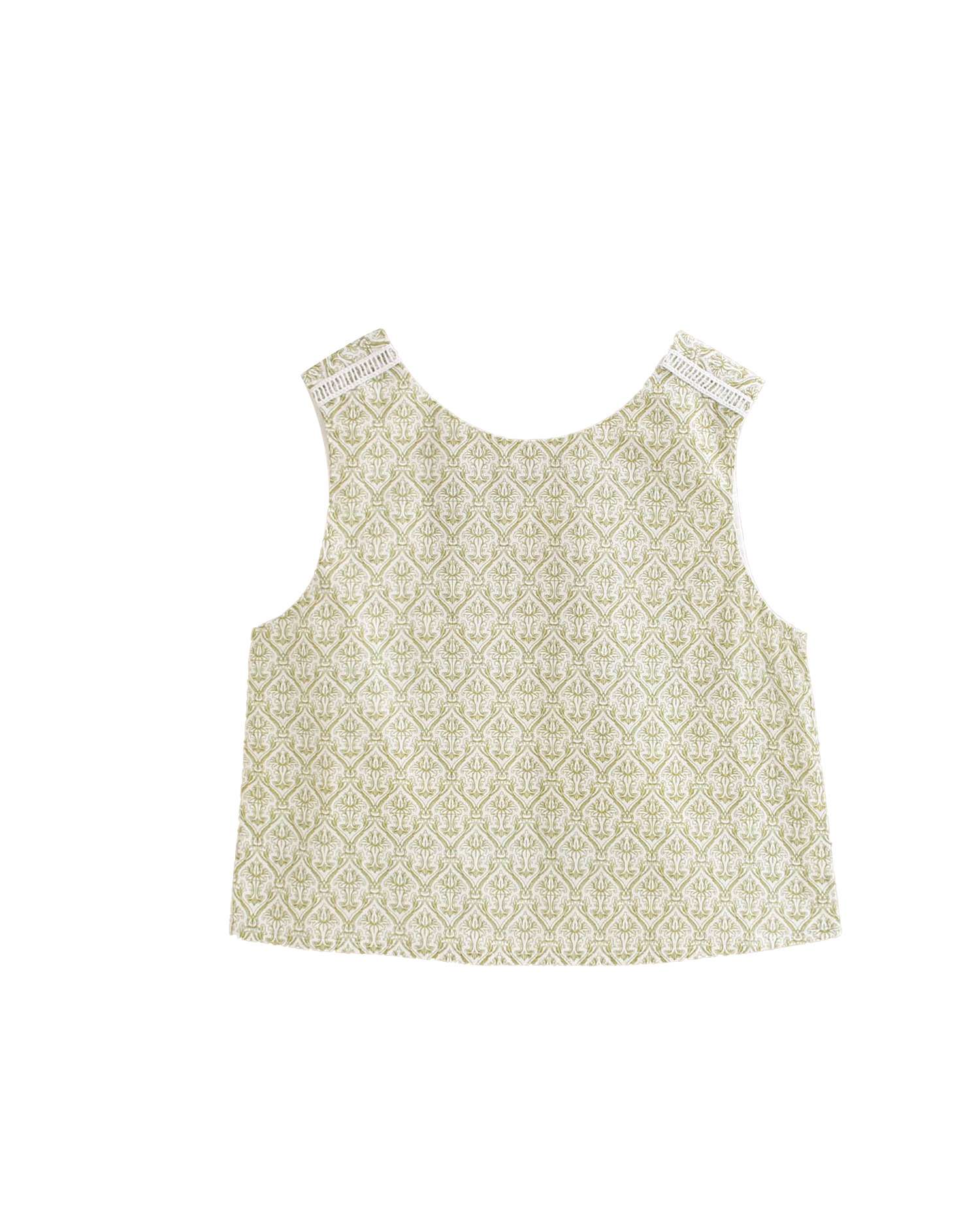 Blusa Infantil Estampada com Costas Assimétricas Abotoadas Branco / Pistácio-3