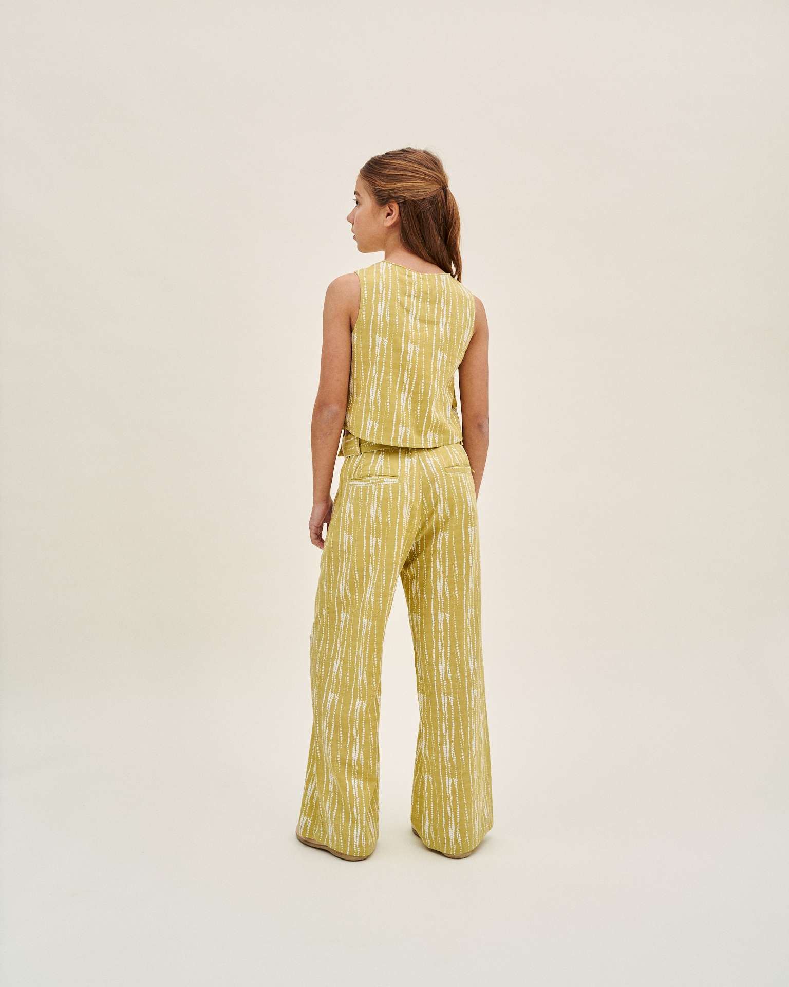 Blusa Infantil Cruzada com Estampado Grietas e Pistacho Amarelo-2