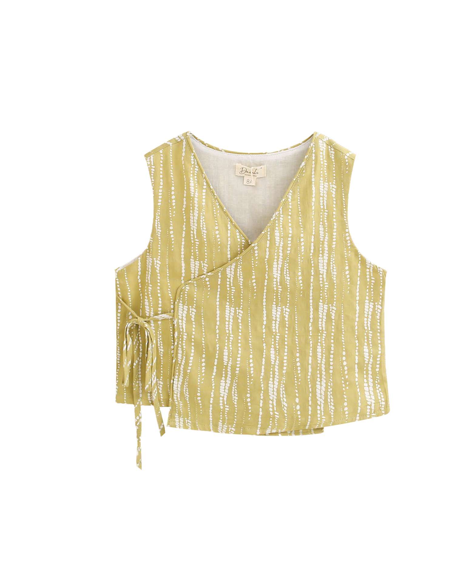Blusa Infantil Cruzada com Estampado Grietas e Pistacho Amarelo-4