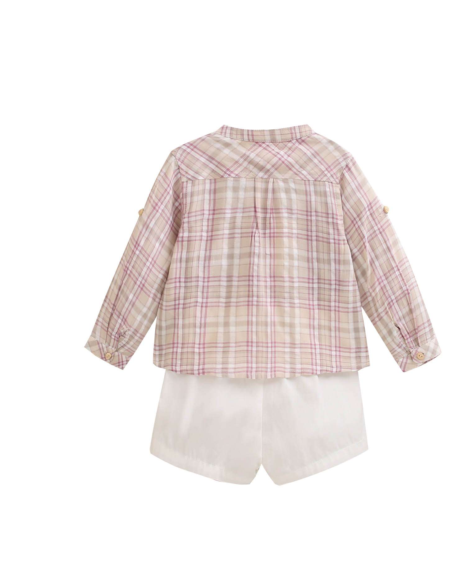 Conjunto para Bebé de Camisa Aos Quadrados e Calções Dadati Rosa-claro-2