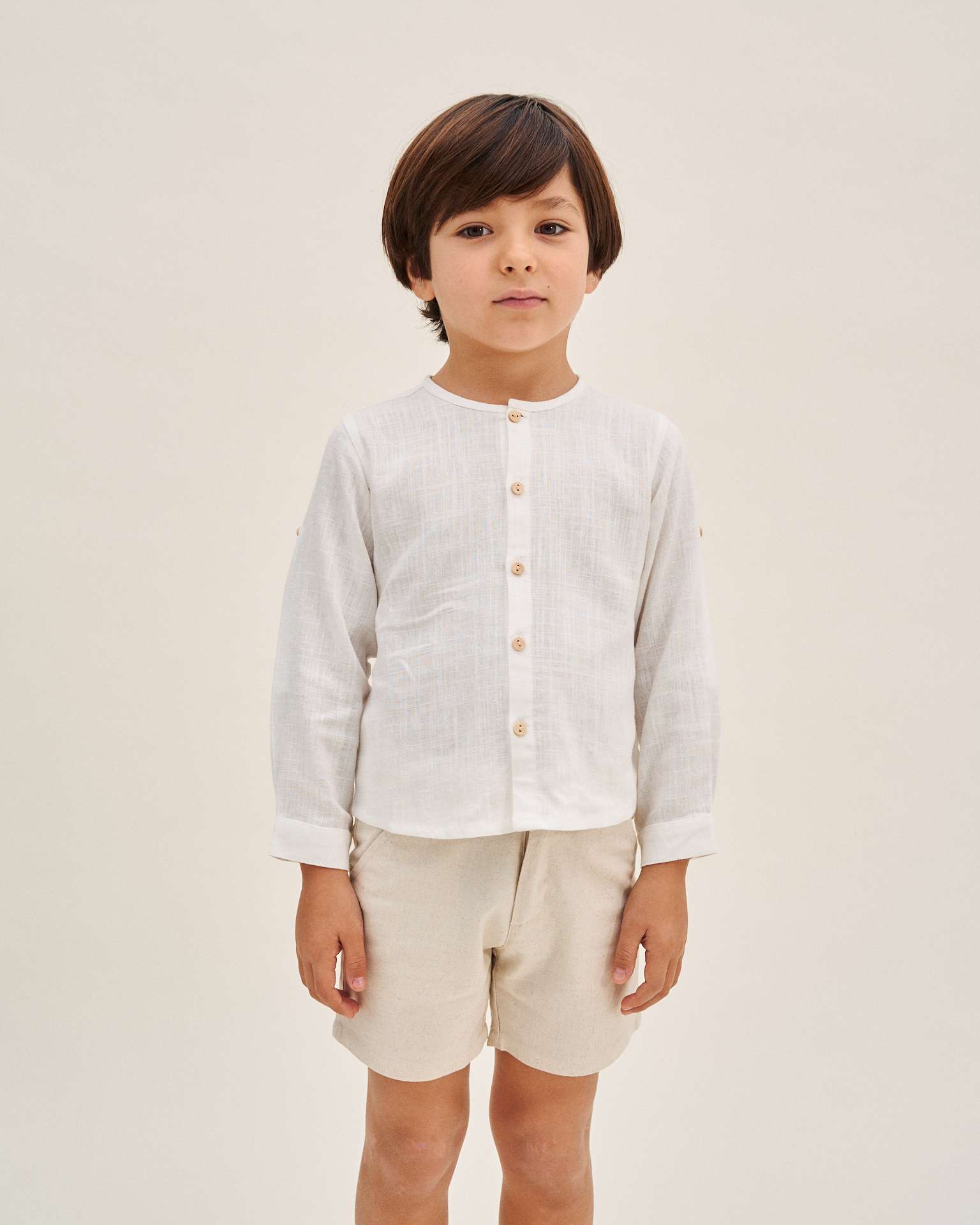 Bermudas Infantil de Linho Dadati Natural-3
