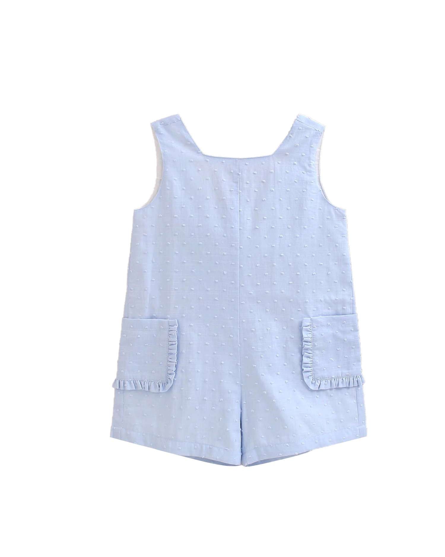 Macacão Infantil de Plumeti com Maxi Laço Azul-4