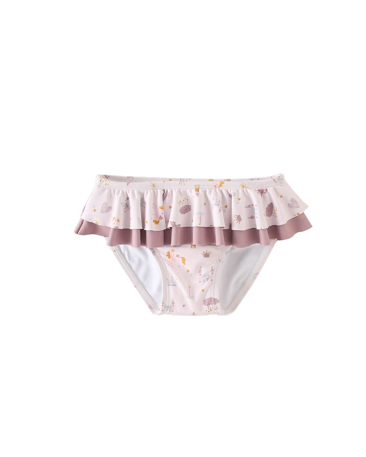 Gola de Bebé Estampada Unicórnios com Folhos Rosa-pastel-1