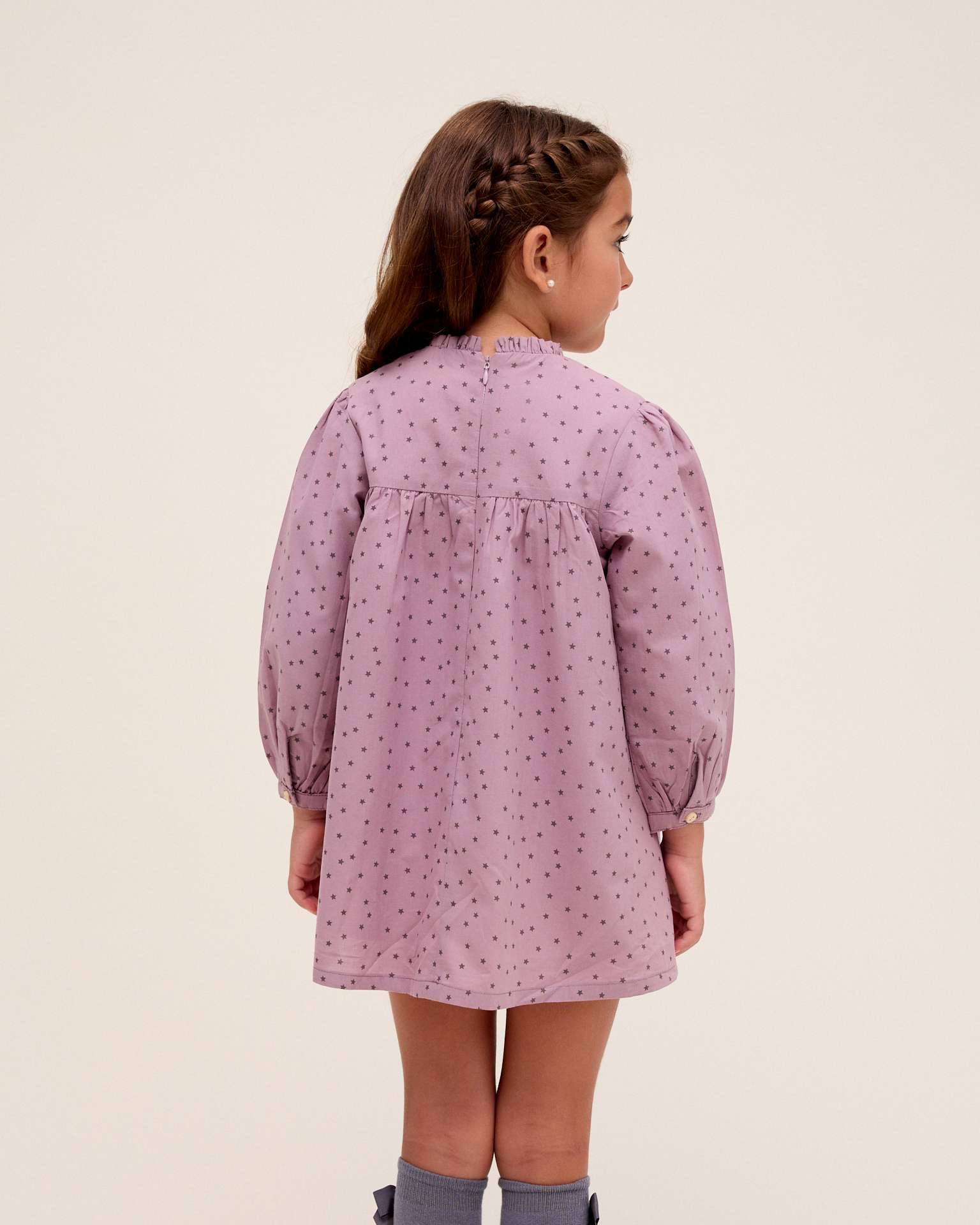 Vestido Infantil com Estampado de Estrelas Roxo-2