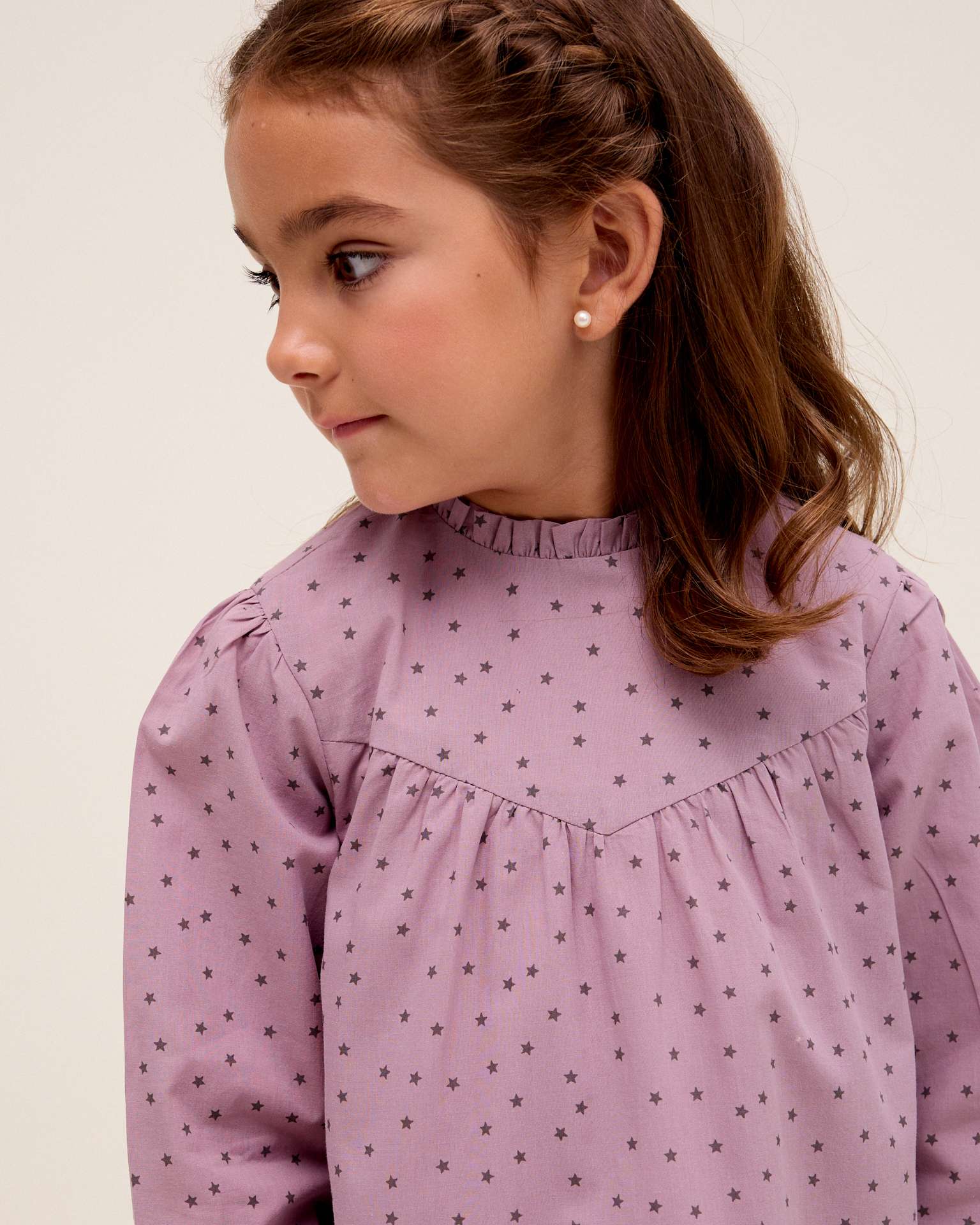 Vestido Infantil com Estampado de Estrelas Roxo-3