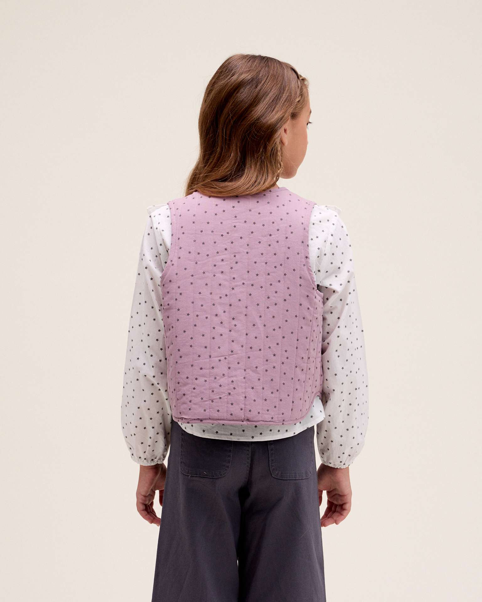Colete Infantil com Estampado de Estrelas Roxo-2