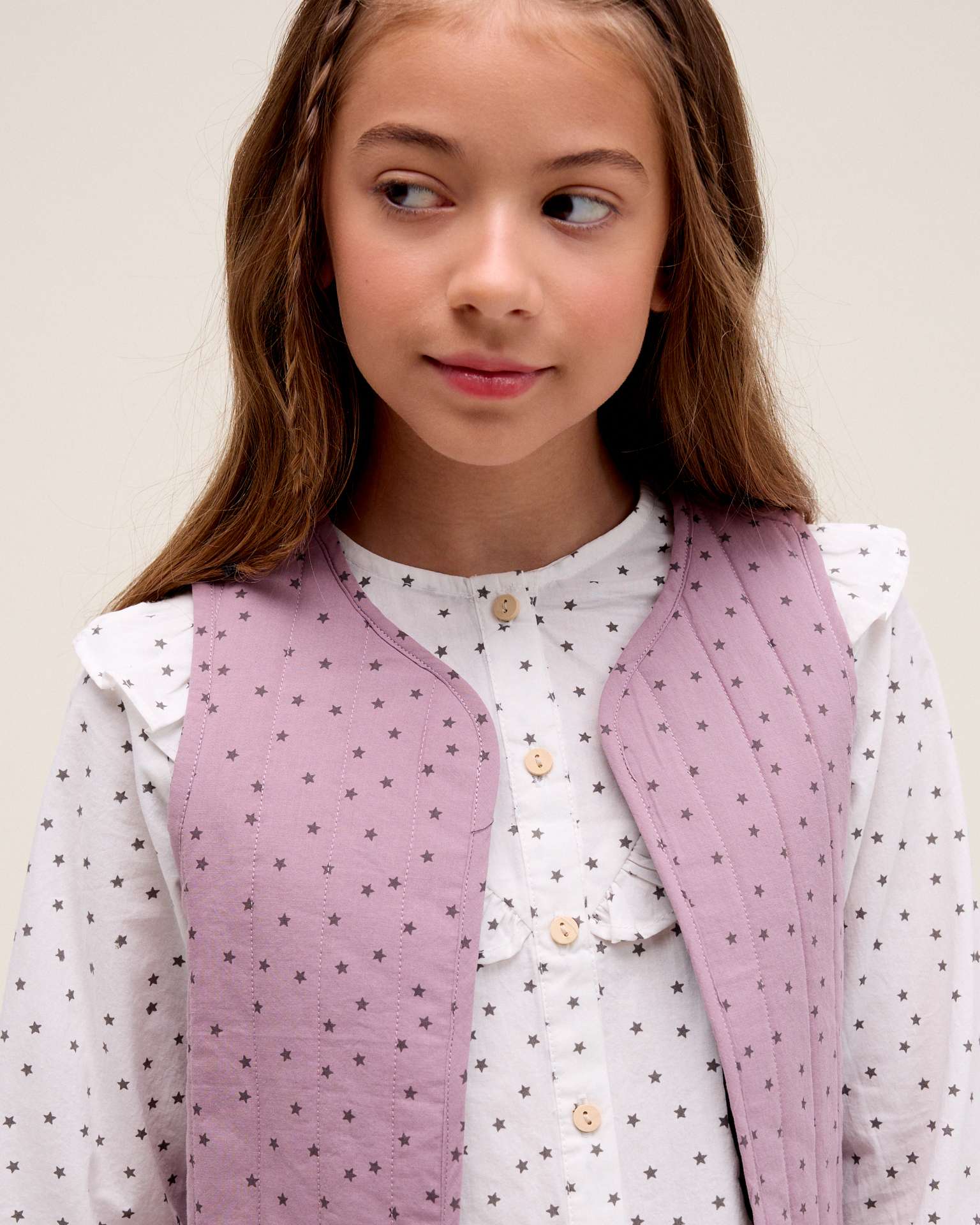 Colete Infantil com Estampado de Estrelas Roxo-3
