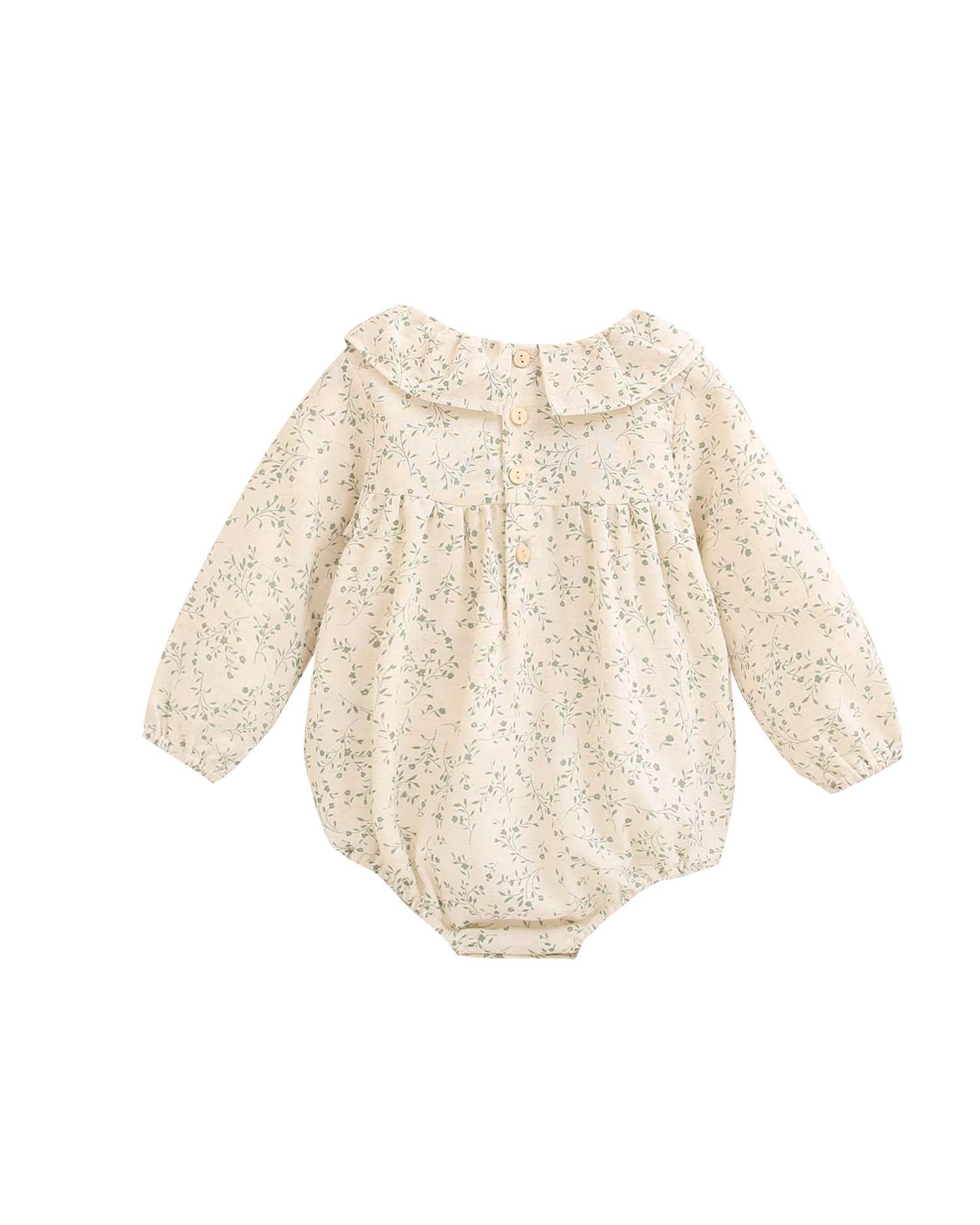 Macacão Curto para Bebé Cru com Estampado Floral Natural-2