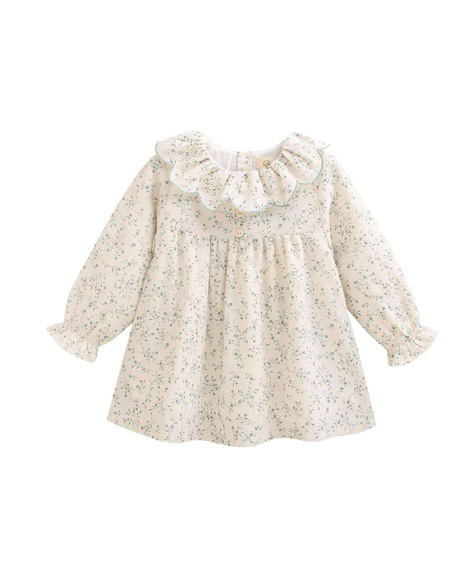 Imagem 0 de Vestido para Bebé Cru com Estampado Floral e Folho na Gola