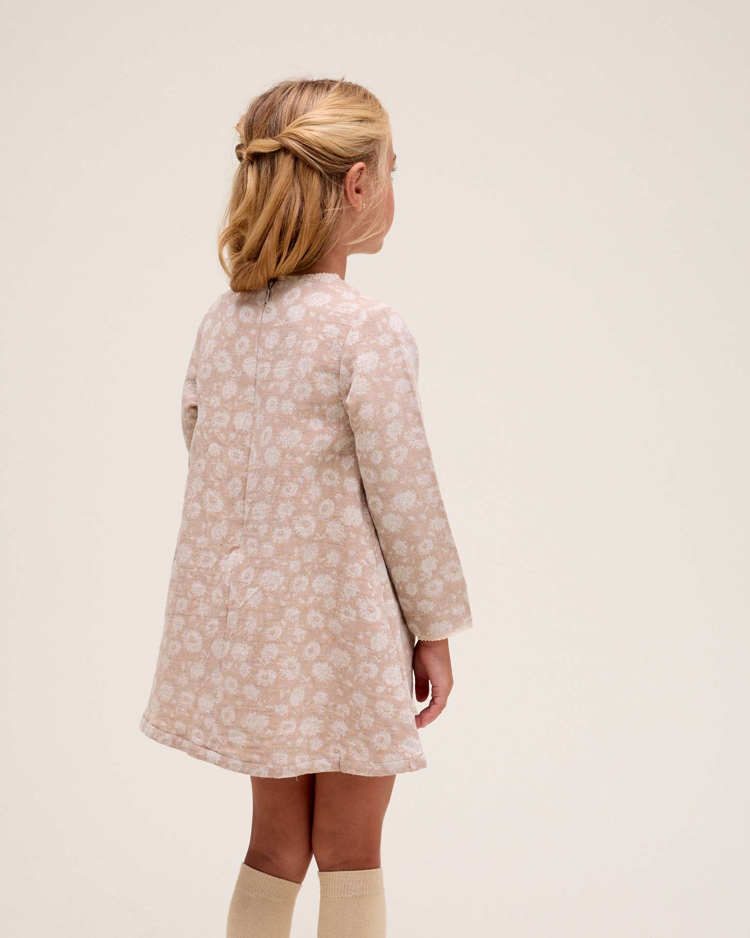 Vestido Infantil com Estampado Floral Natural-2