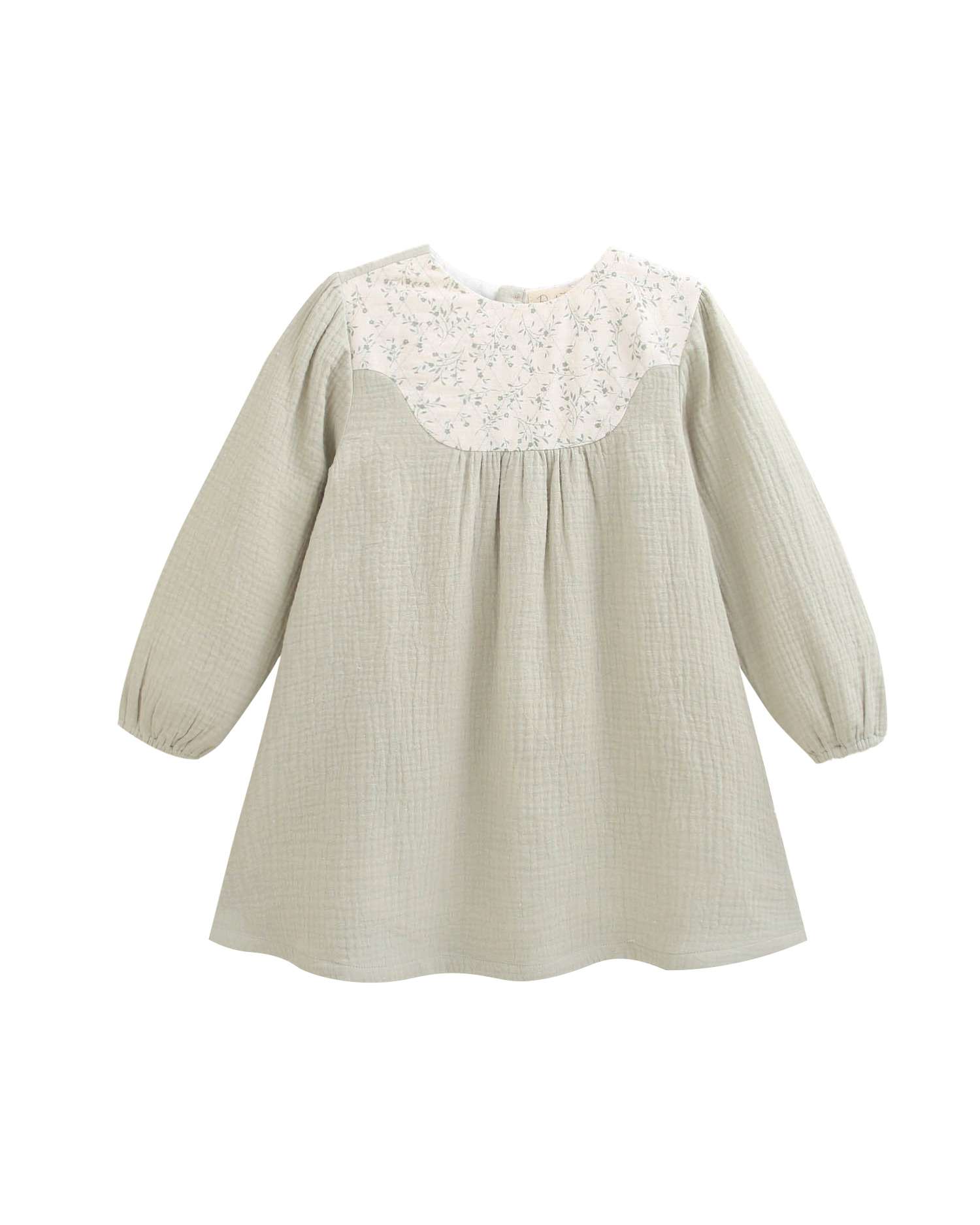 Imagem 0 de Vestido Infantil de Muselina com Detalhe Floral na Gola