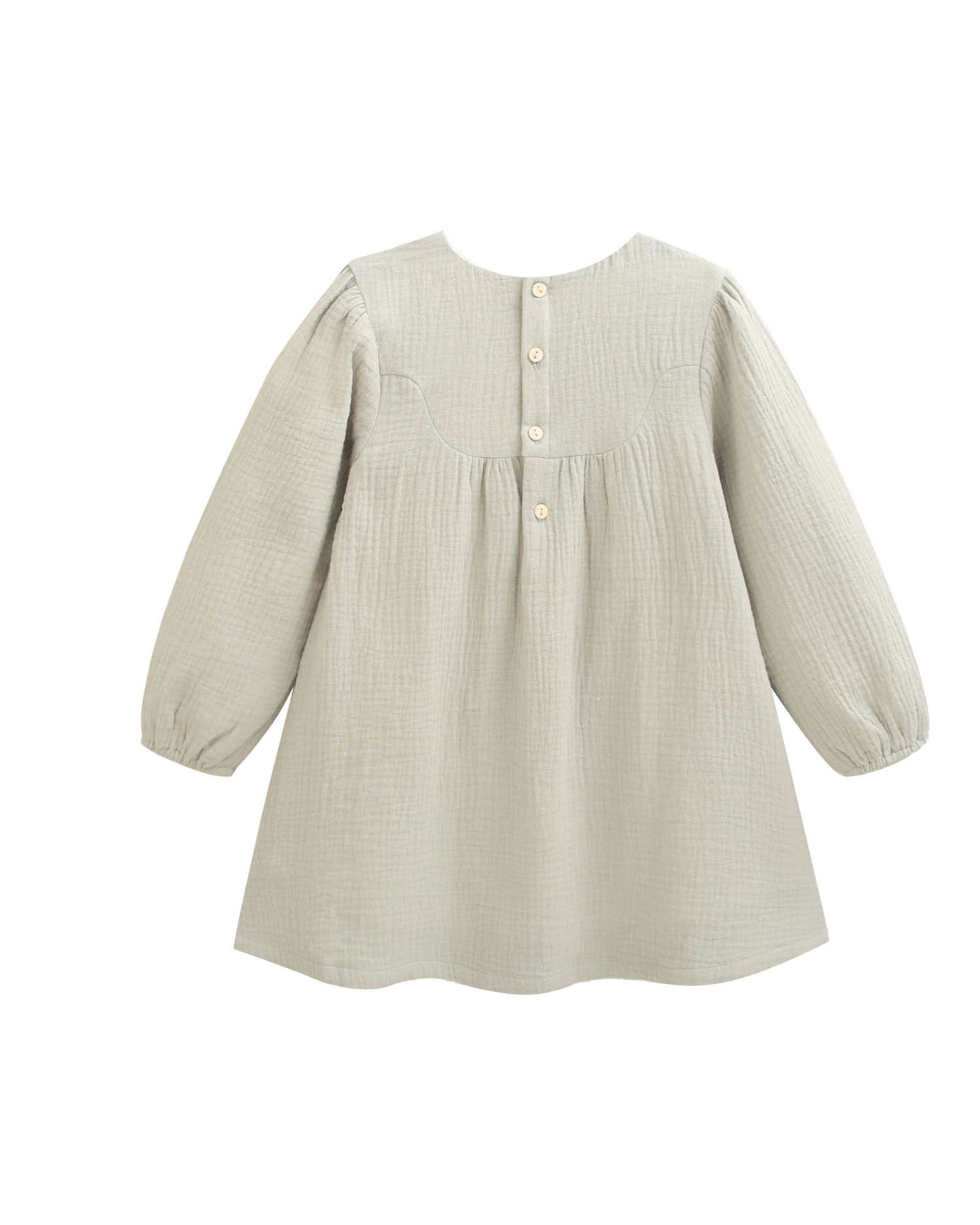 Vestido Infantil de Muselina com Detalhe Floral na Gola Verde-4