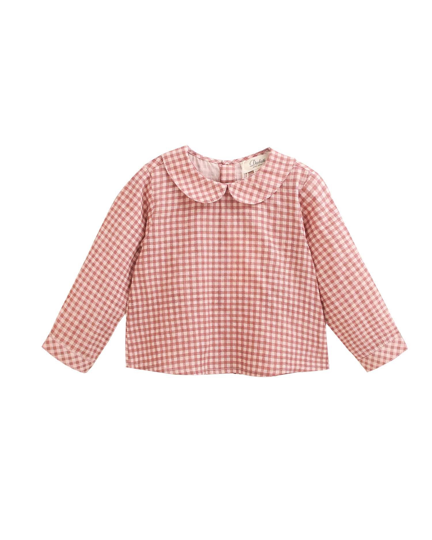 Camisa para Bebé Aos Quadrados Rosa / Branco-1