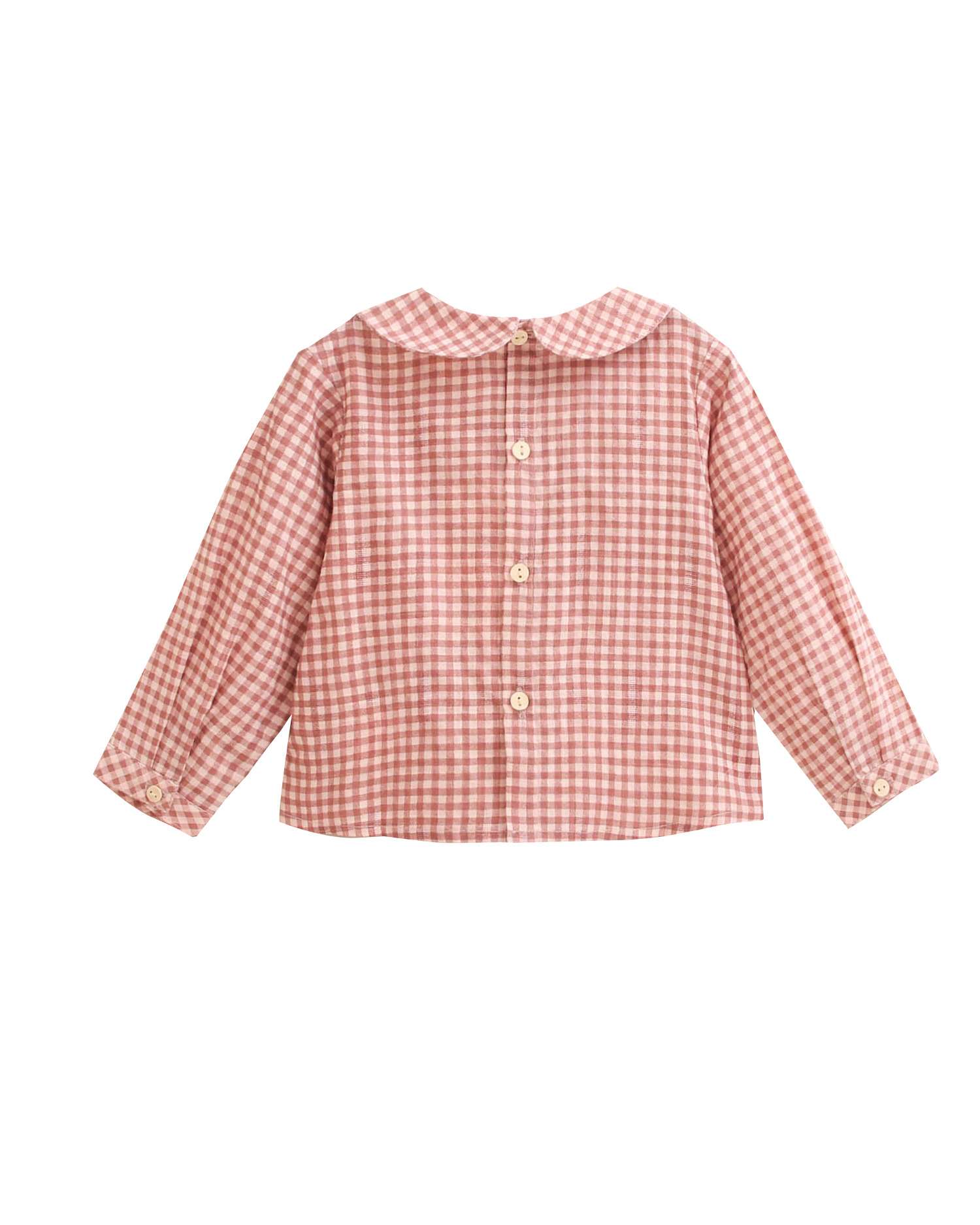 Camisa para Bebé Aos Quadrados Rosa / Branco-2