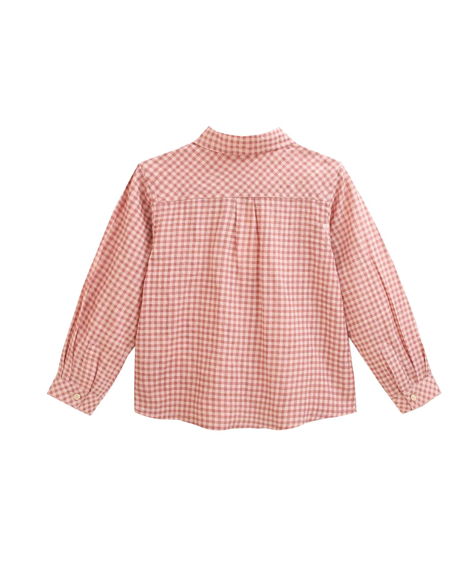 Camisa Infantil de Manga Comprida Aos Quadrados Vermelho / Branco-4