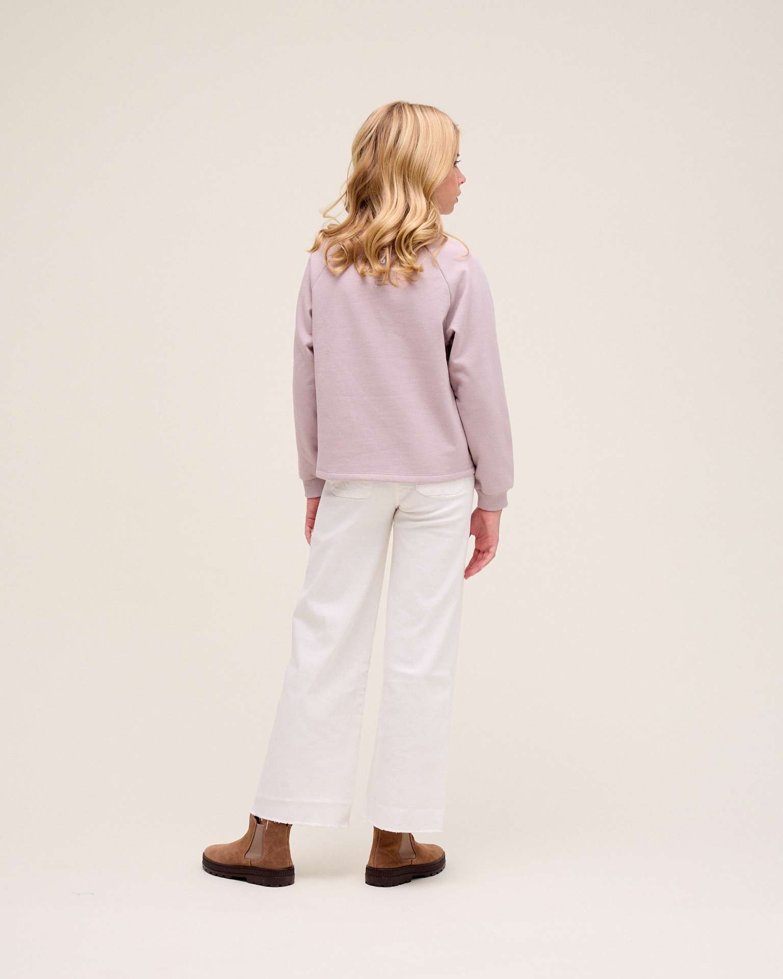Sweatshirt Infantil com Gola Tipo Camisa Rosa-2