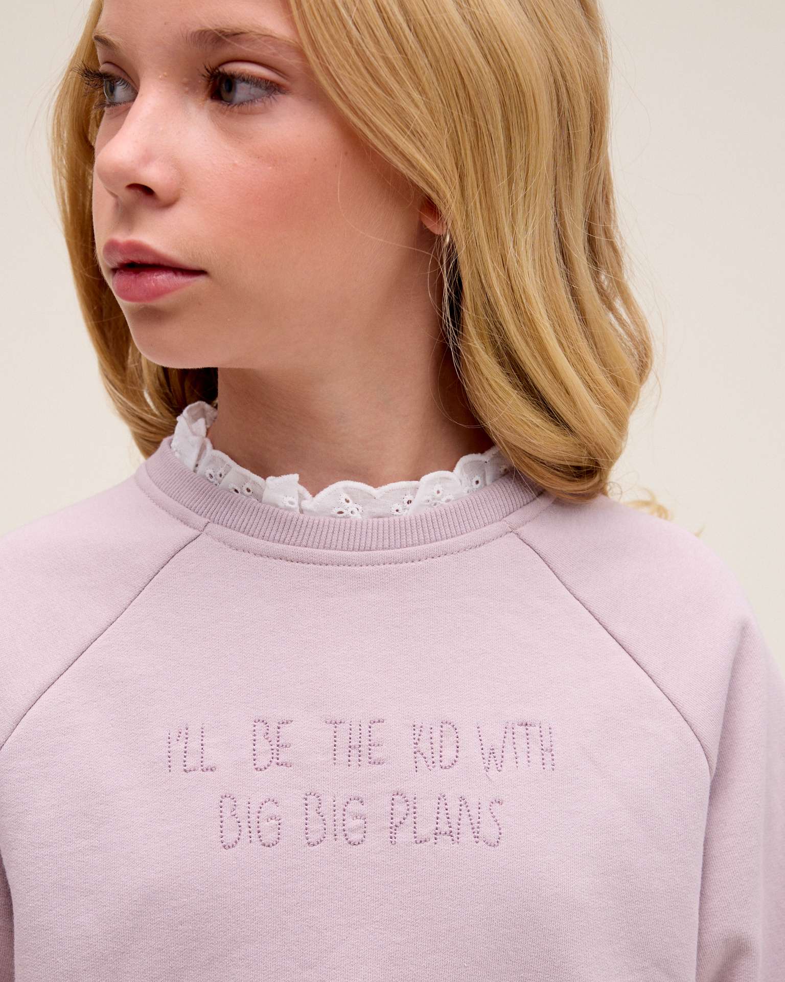 Sweatshirt Infantil com Gola Tipo Camisa Rosa-3