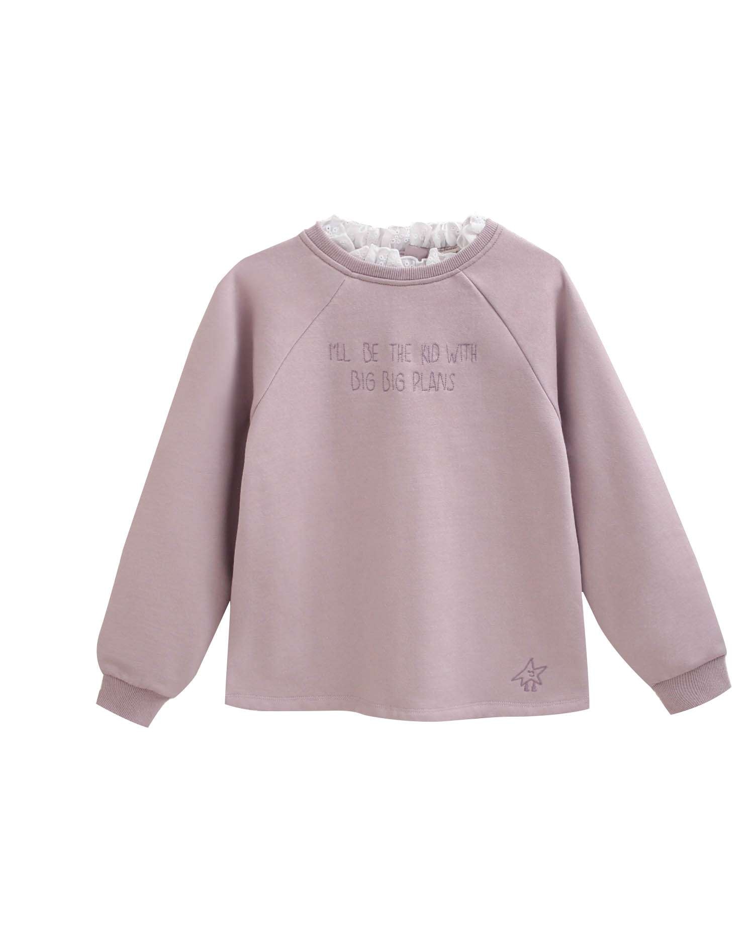 Sweatshirt Infantil com Gola Tipo Camisa Rosa-4