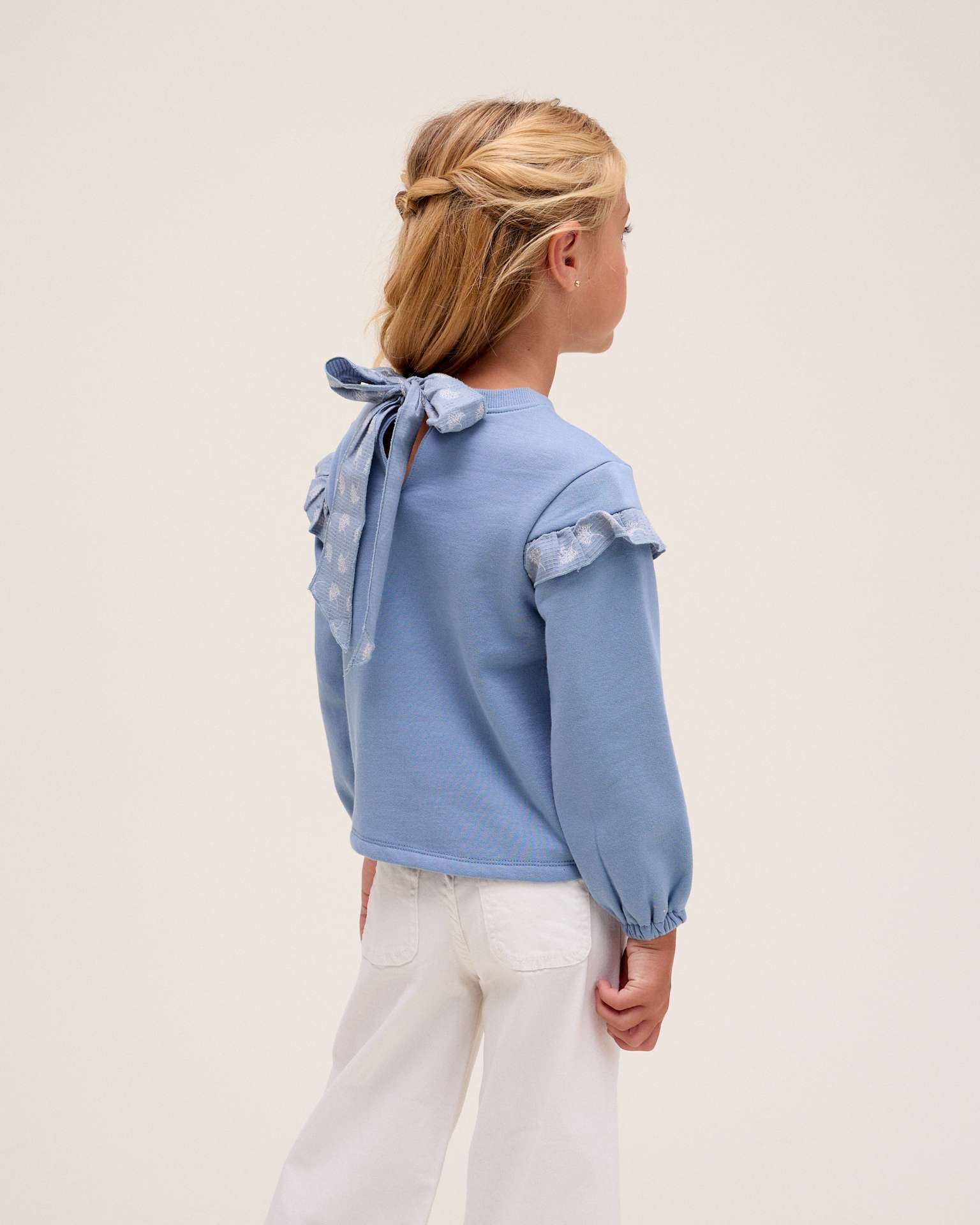 Sweatshirt Infantil com Detalhe de Folho Azul-2