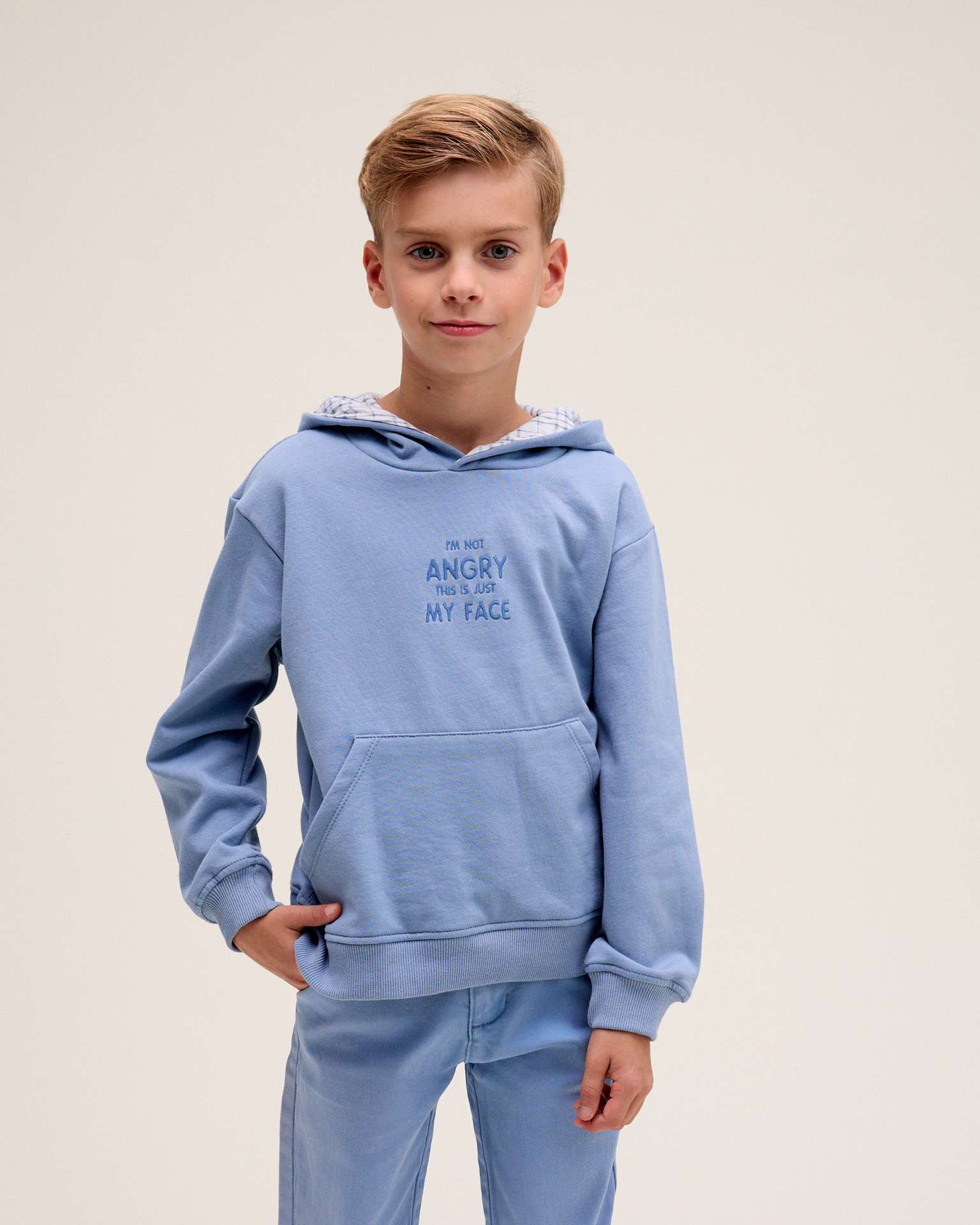 Sweat Infantil com Capuz Azul-claro-1