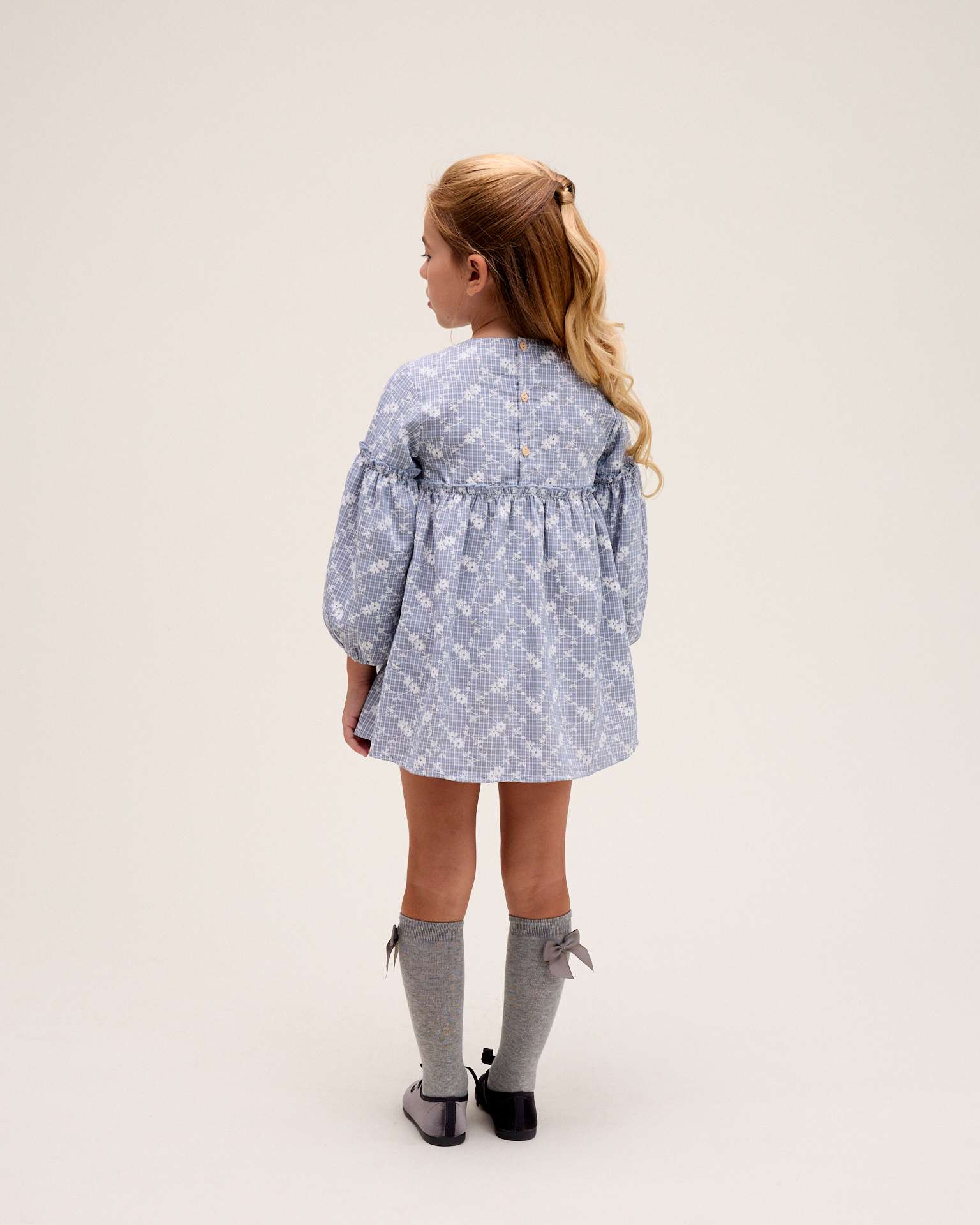 Imagem 0 de Vestido Infantil Aos Quadrados Vichy com Estampado Floral