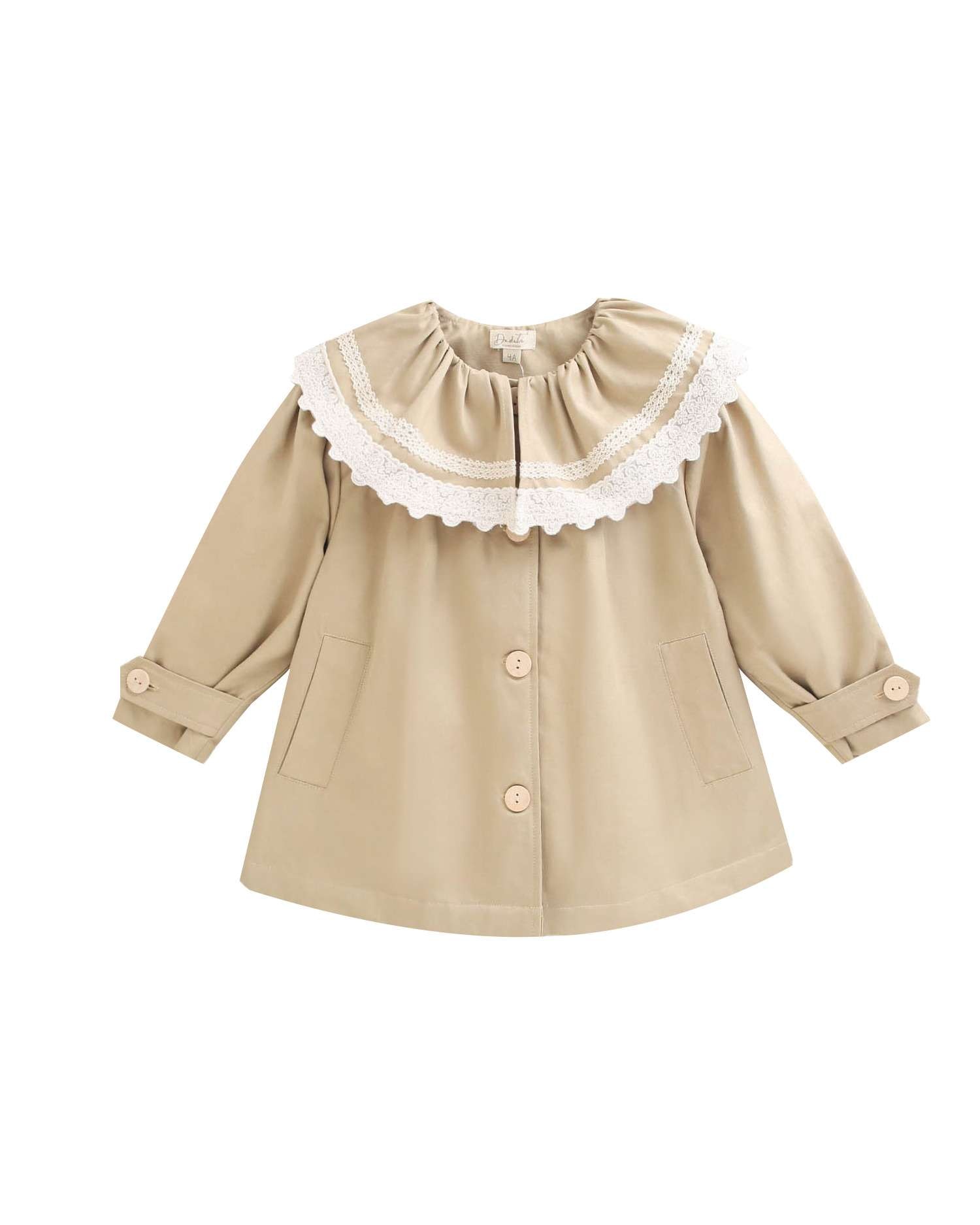 Gabardina Infantil com Folho na Gola Natural-3