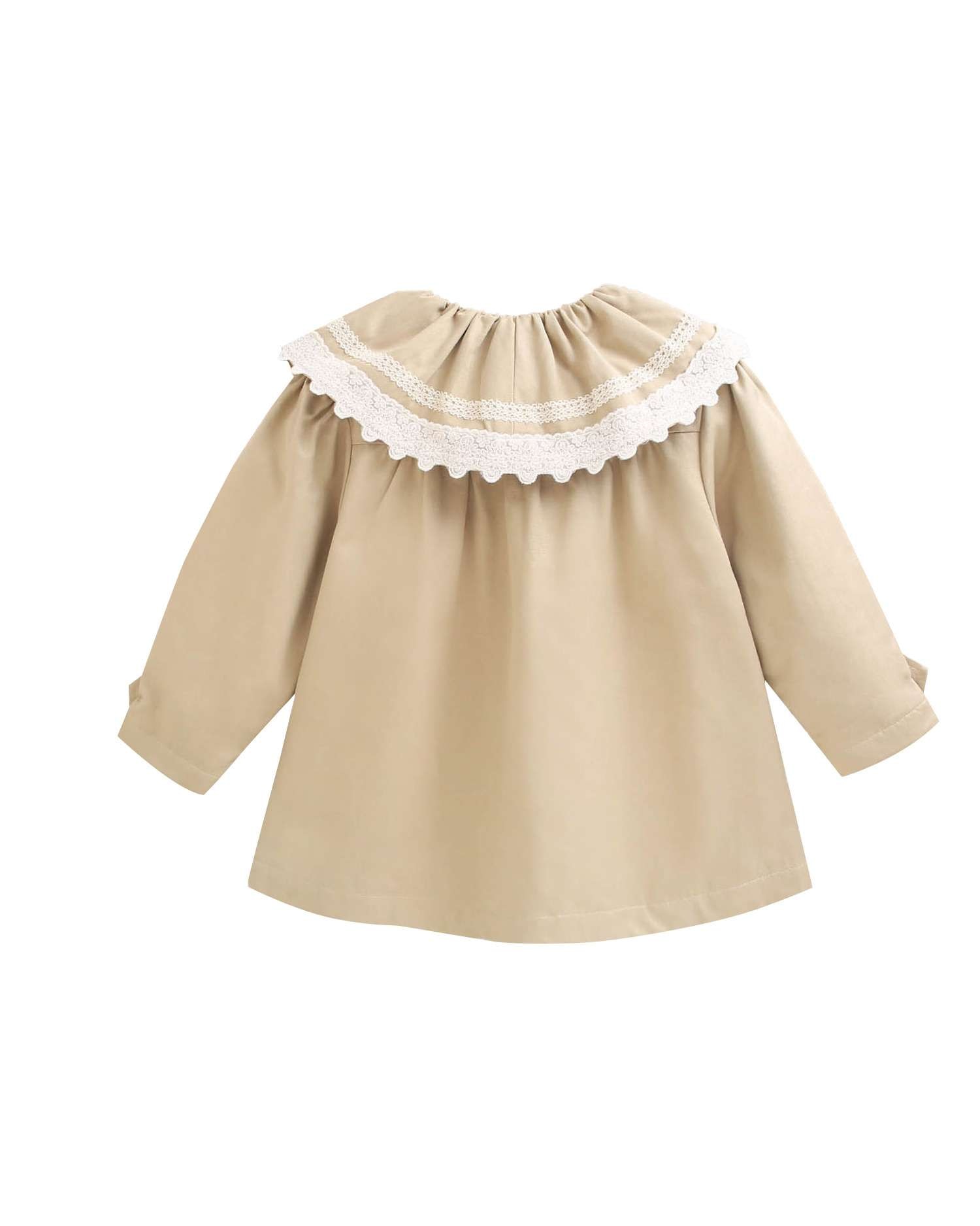 Gabardina Infantil com Folho na Gola Natural-4
