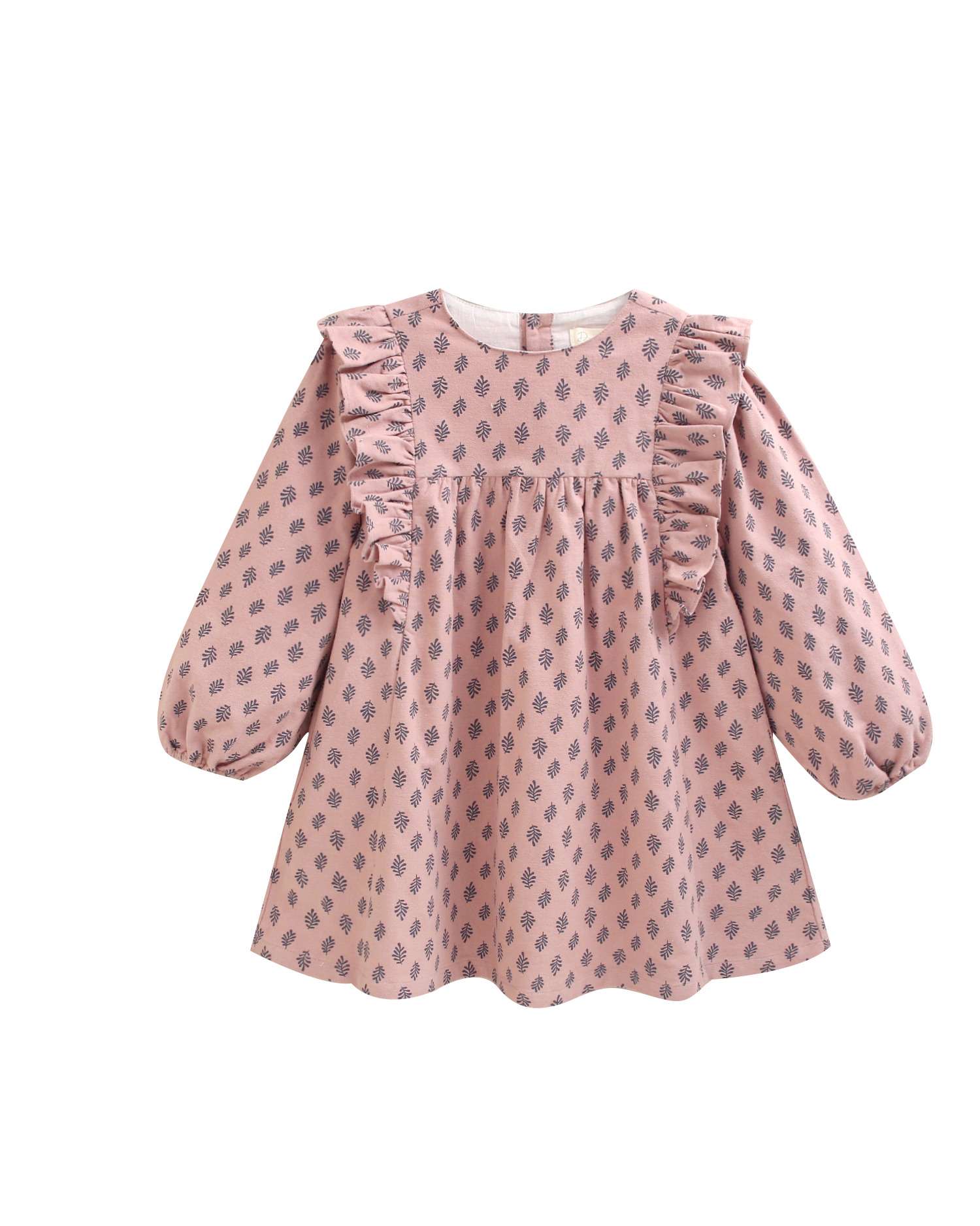 Vestido Infantil com Estampado de Folhas Rosa-4