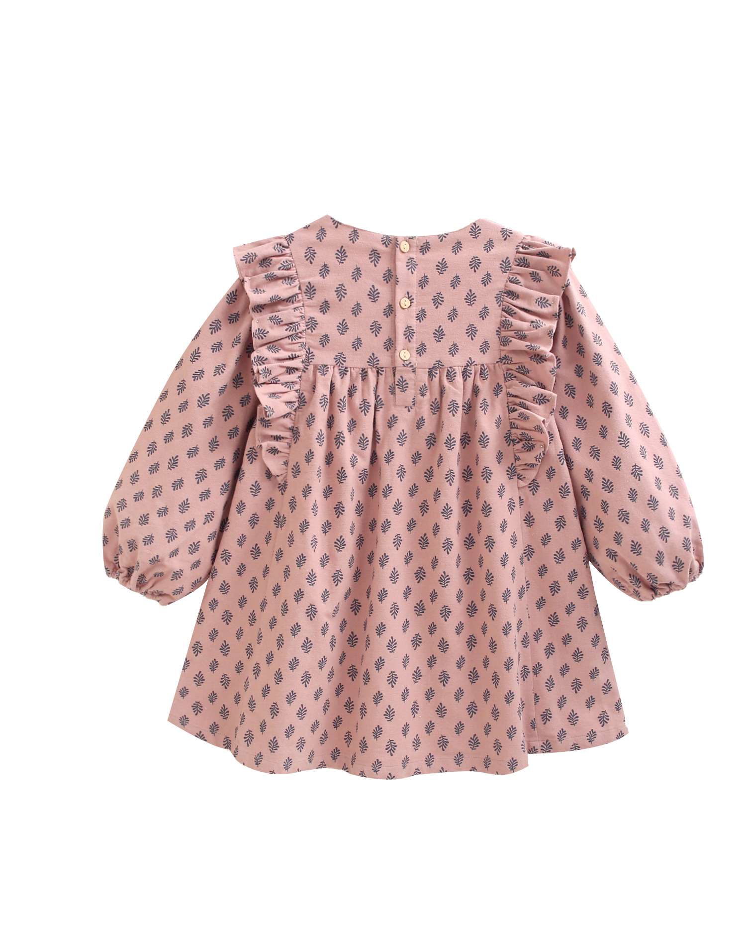 Vestido Infantil com Estampado de Folhas Rosa-5
