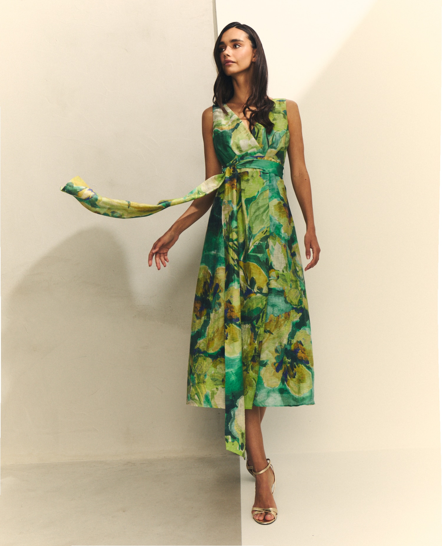 Vestido Midi com Saia Efeito Pareo Multicolor-2