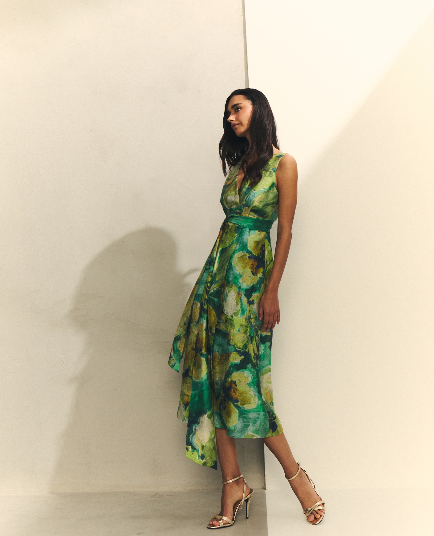 Vestido Midi com Saia Efeito Pareo Multicolor-3