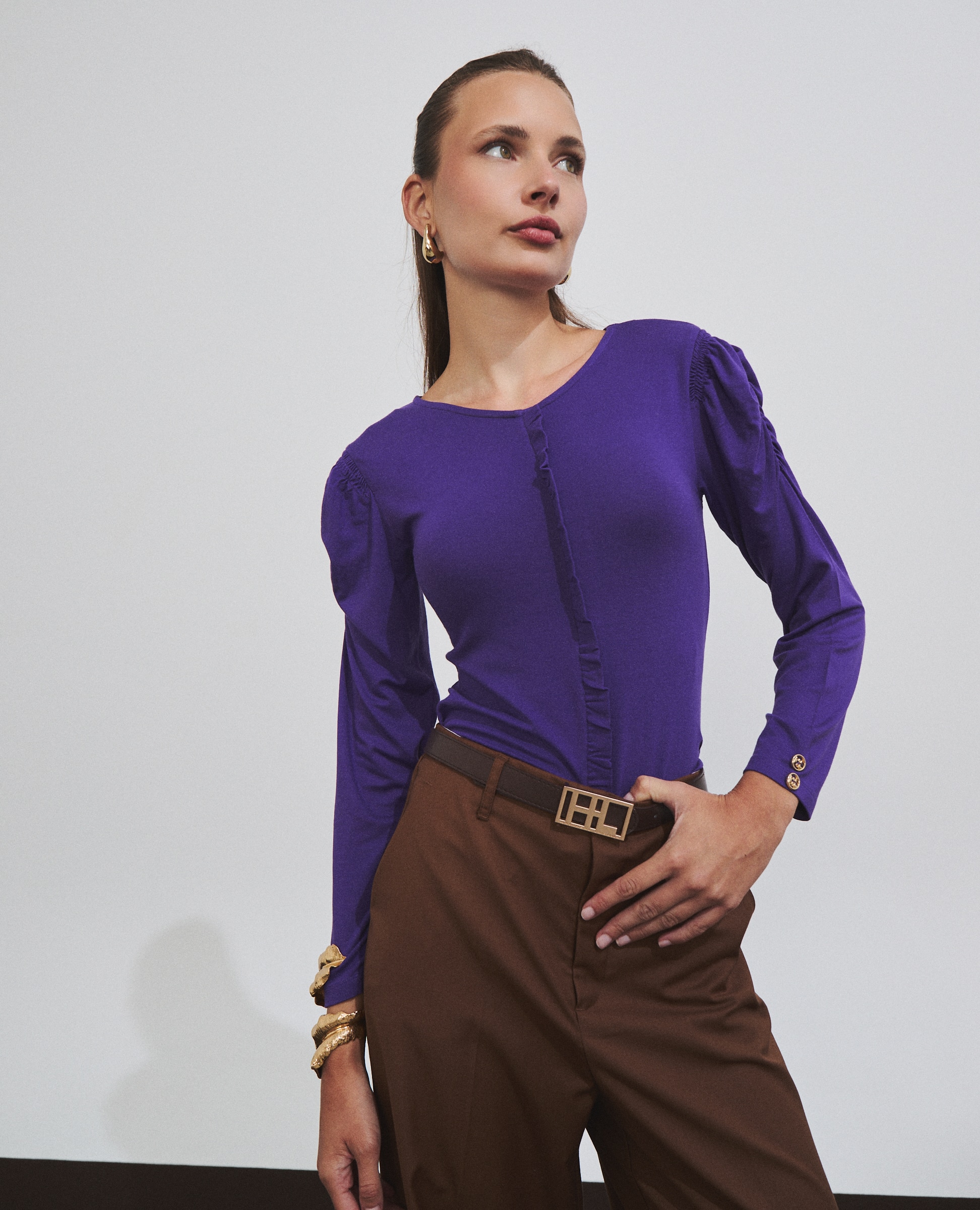 T-shirt com Mangas Abalonadas Violeta-3