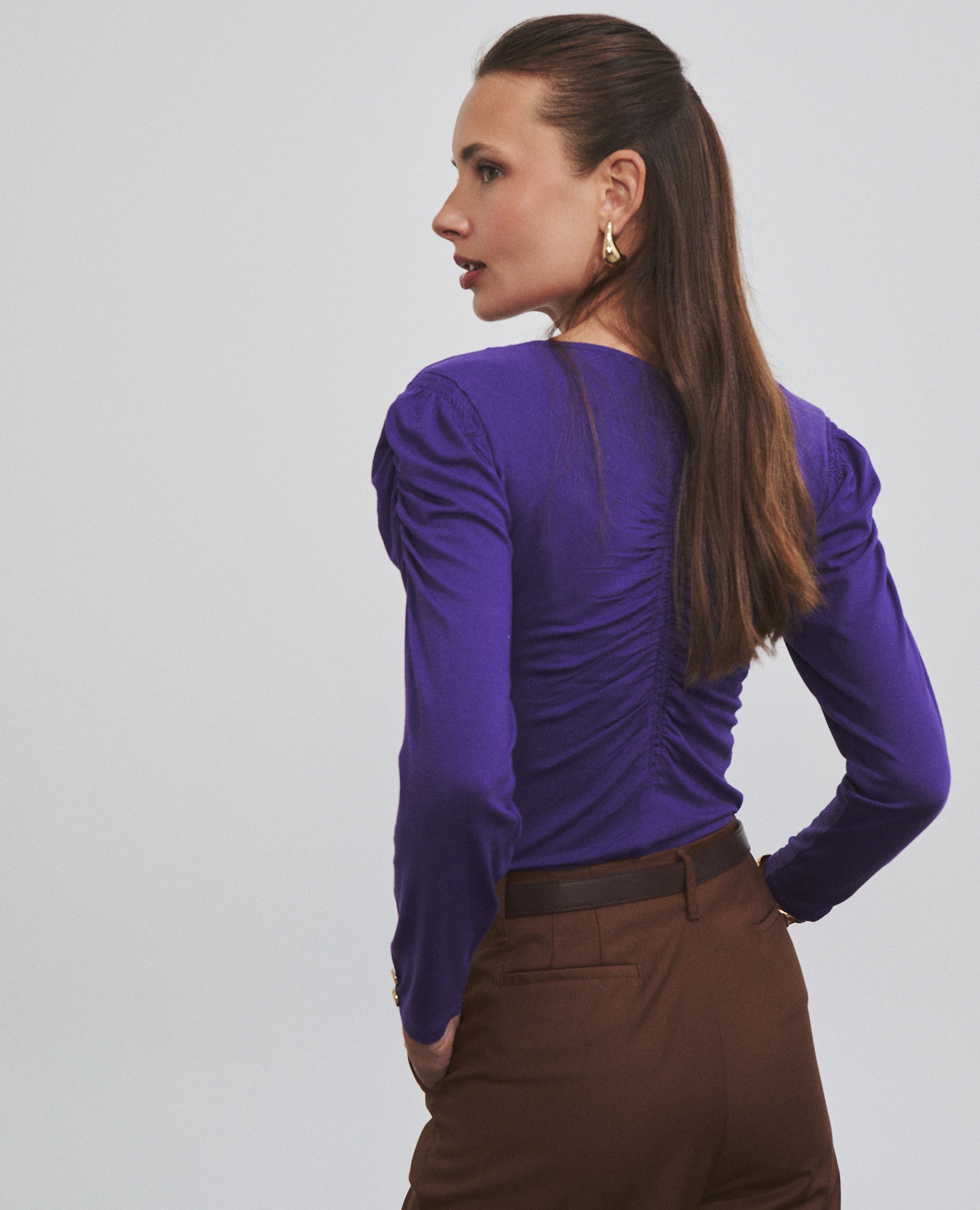 T-shirt com Mangas Abalonadas Violeta-4